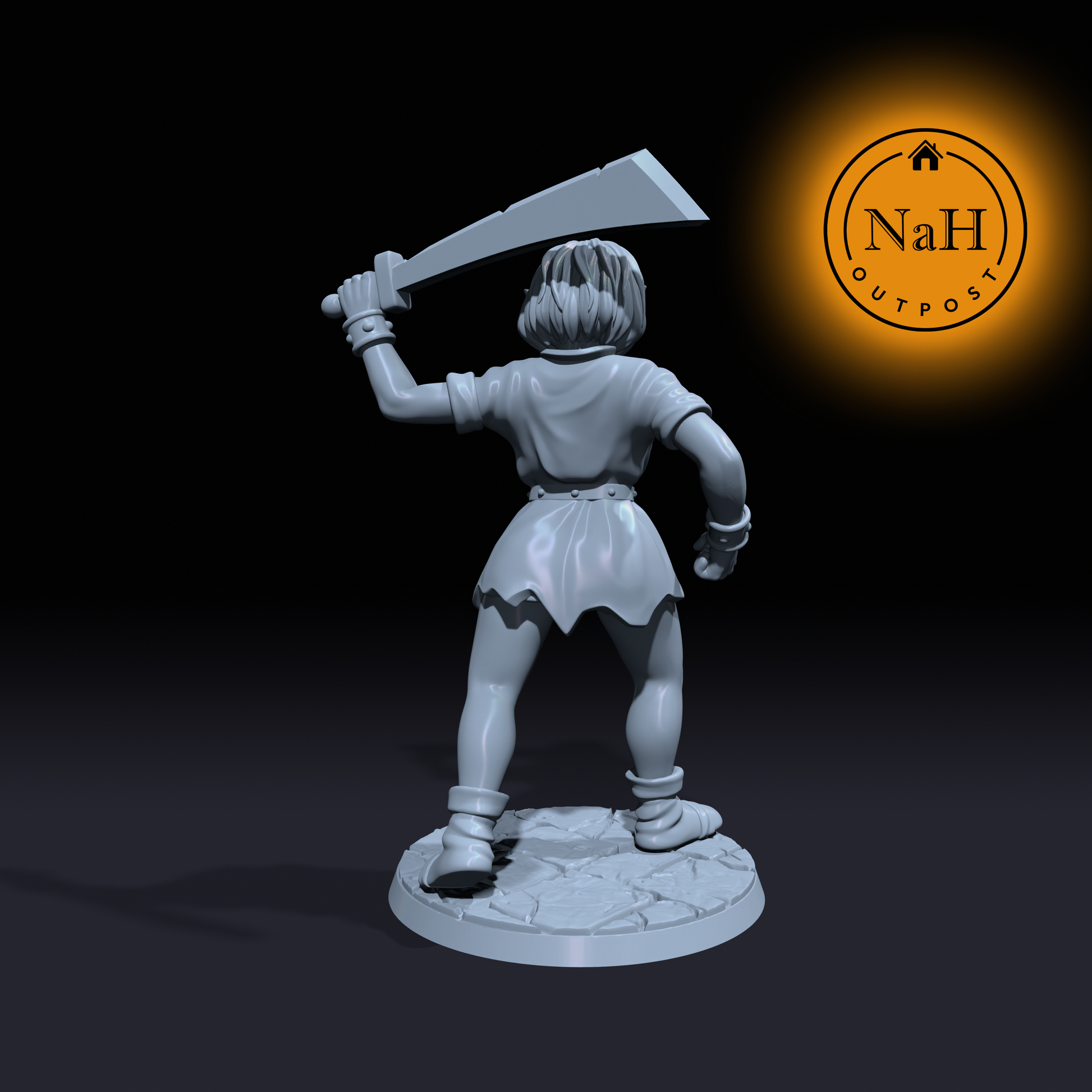 Agrona Bloodsword | Female Orc Barbarian Fighter or Rogue miniature for Tabletop games like D&D and War Gaming| Dungeons and Dragons Mini | RN estudio