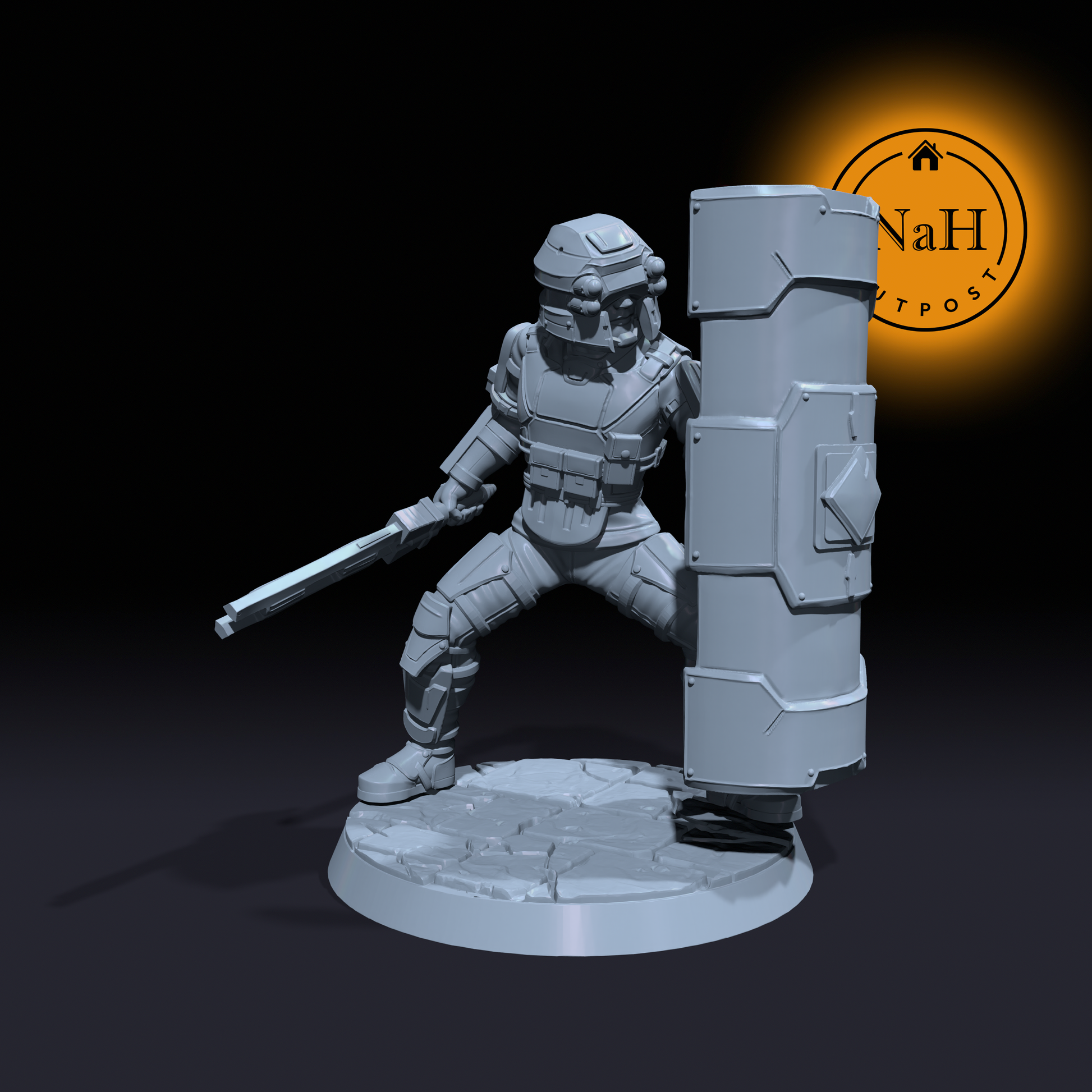 Ares Shieldbearer | Future Fighter | Shield Guard miniature for Tabletop games like D&D and War Gaming| Dungeons and Dragons Mini | RN estudio
