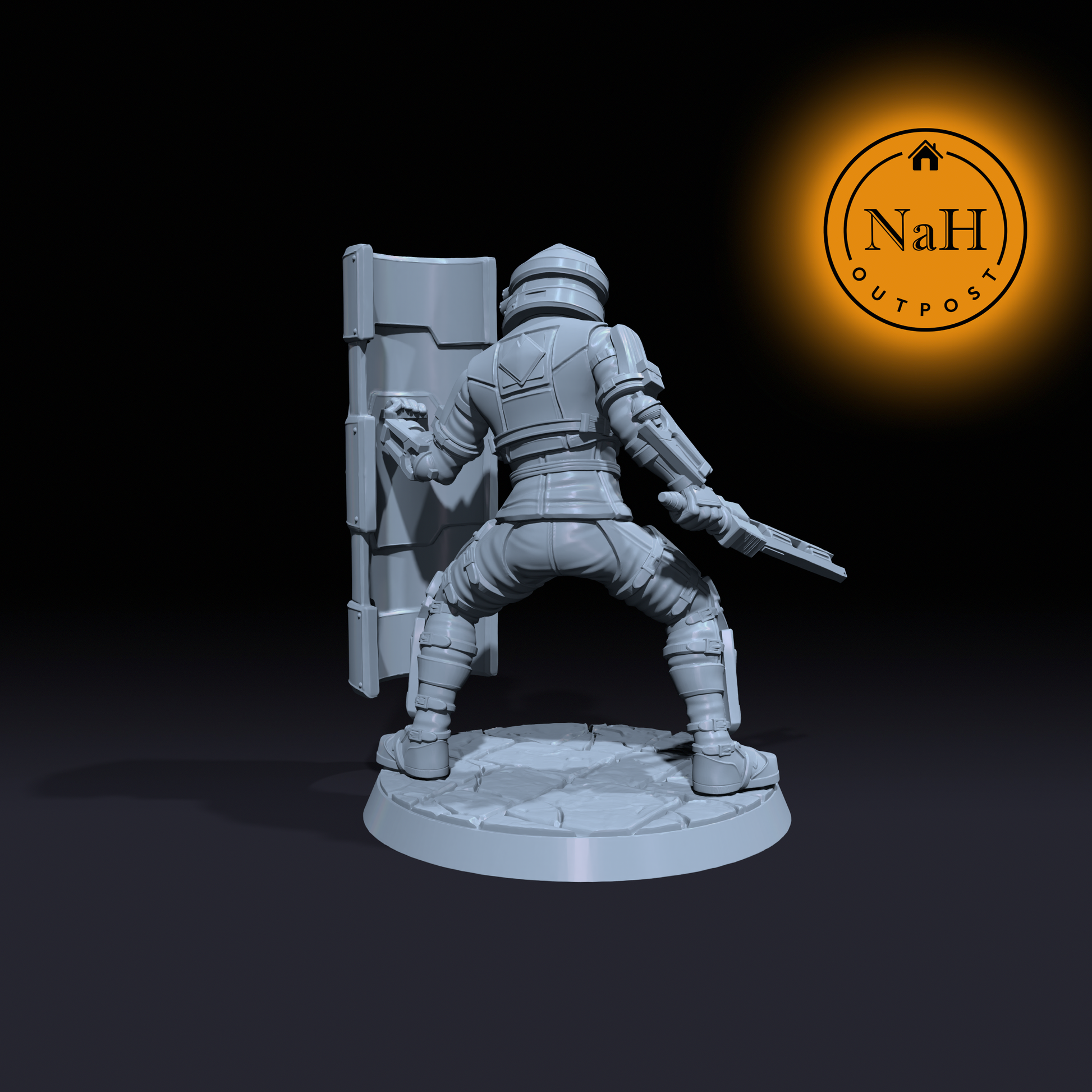 Ares Shieldbearer | Future Fighter | Shield Guard miniature for Tabletop games like D&D and War Gaming| Dungeons and Dragons Mini | RN estudio