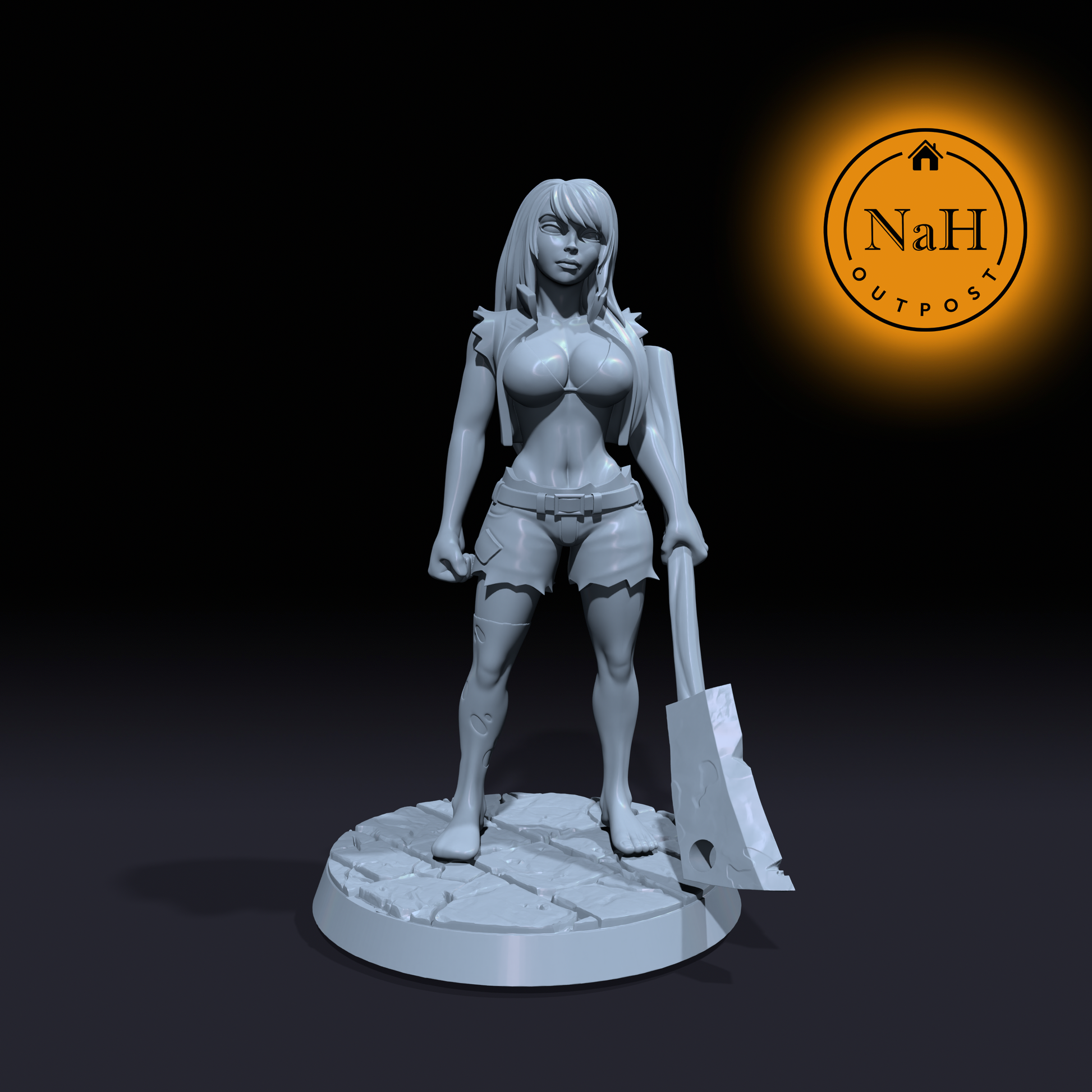 Janice Bloodaxe | Female Zombie Survivor miniature for Tabletop games like D&D and War Gaming| Dungeons and Dragons Mini | RN estudio