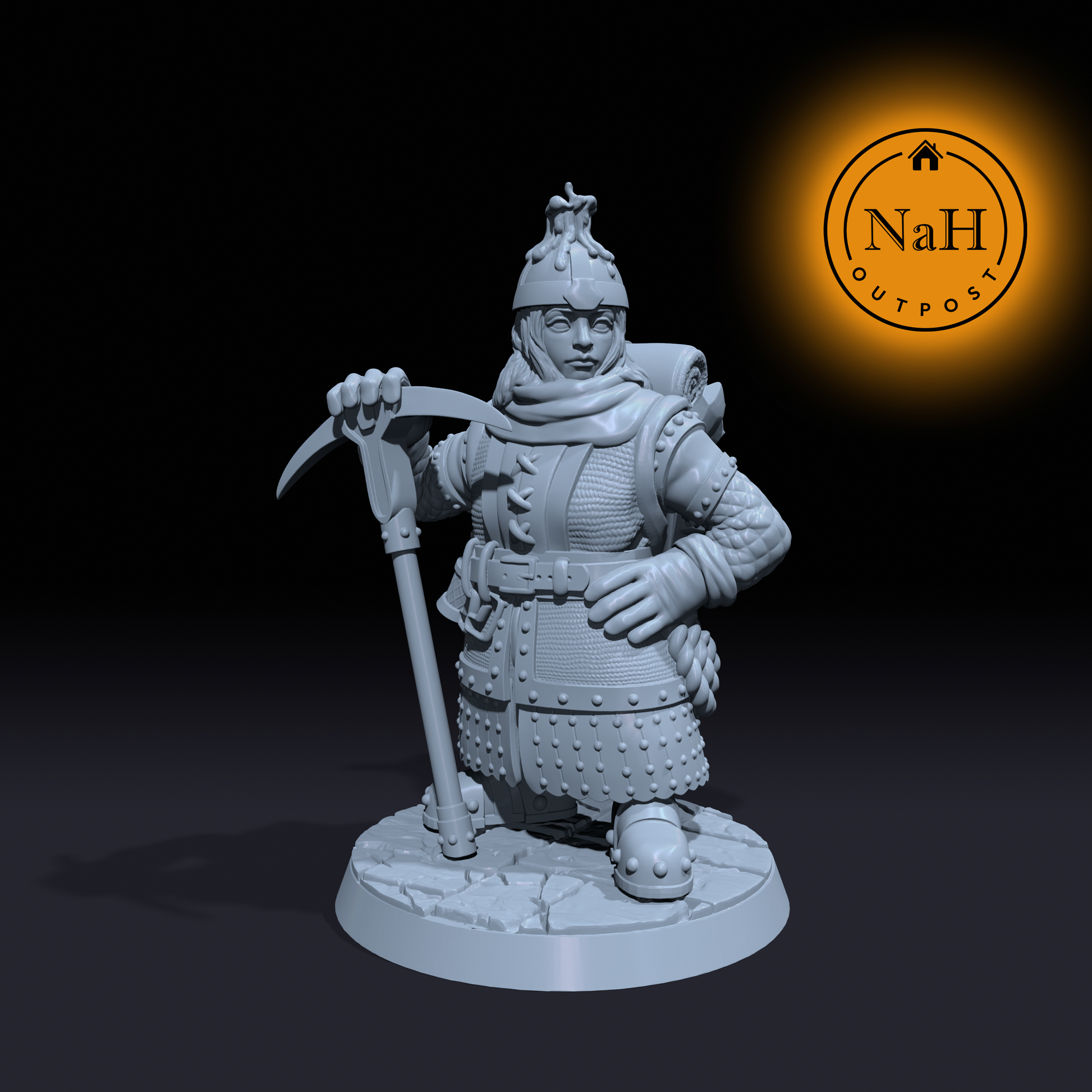 Belba Oreseeker | Female Dwarf Miner miniature for Tabletop games like D&D and War Gaming| Dungeons and Dragons Mini | RN estudio