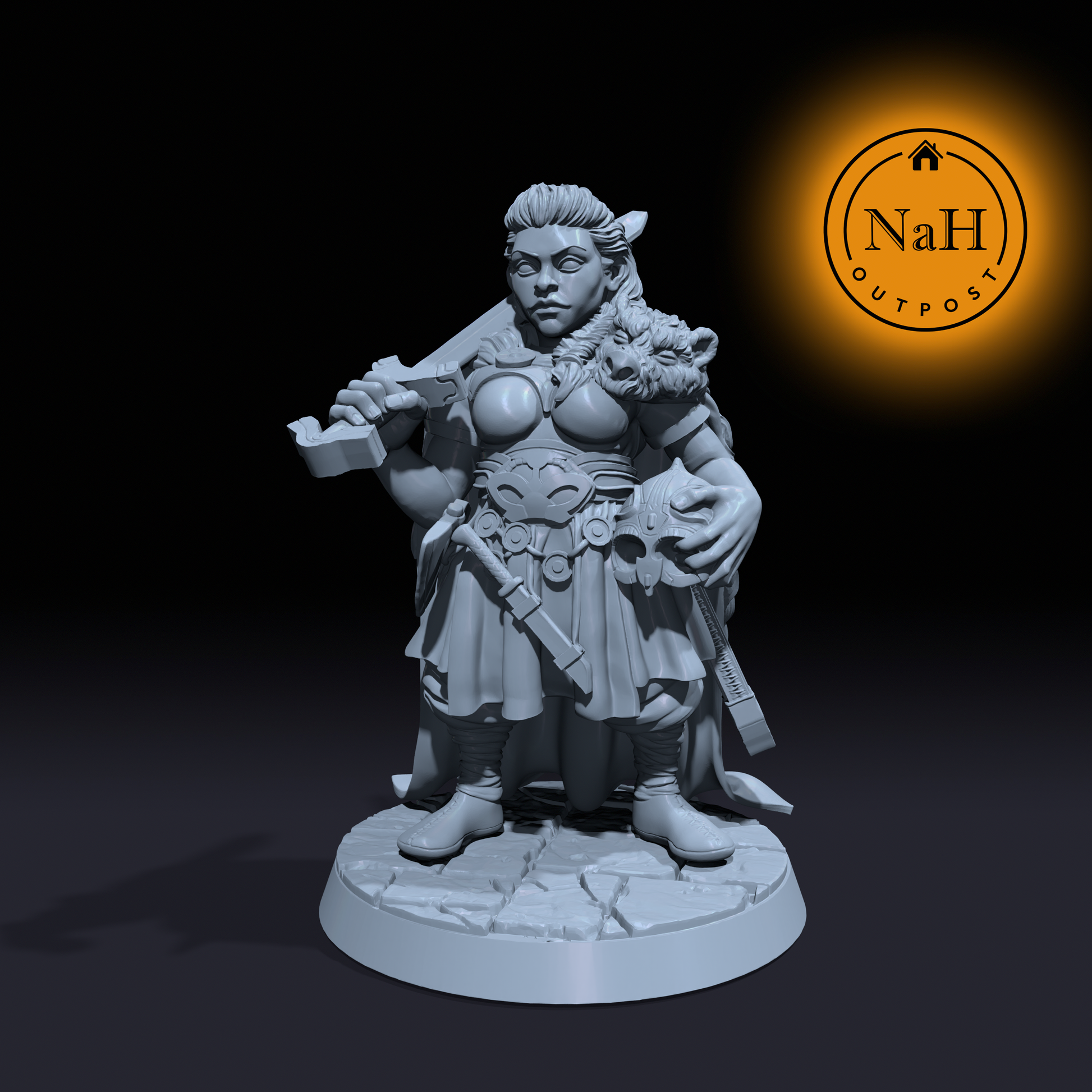 Gerta Shieldbreaker | Female Dwarf Fighter or Barbarian miniature for Tabletop games like D&D and War Gaming| Dungeons and Dragons Mini | RN estudio