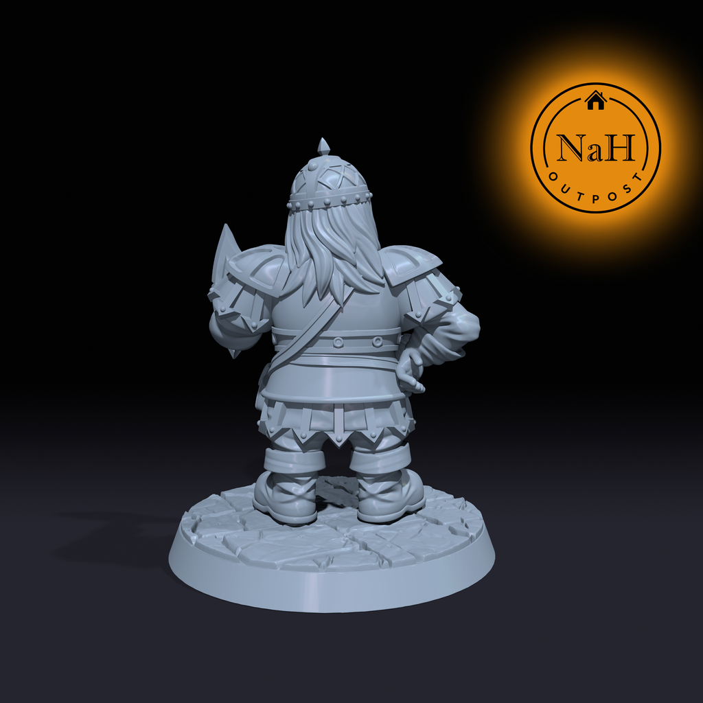Brondis Battleaxe | Female Dwarf Fighter or Barbarian miniature for Tabletop games like D&D and War Gaming| Dungeons and Dragons Mini | RN estudio