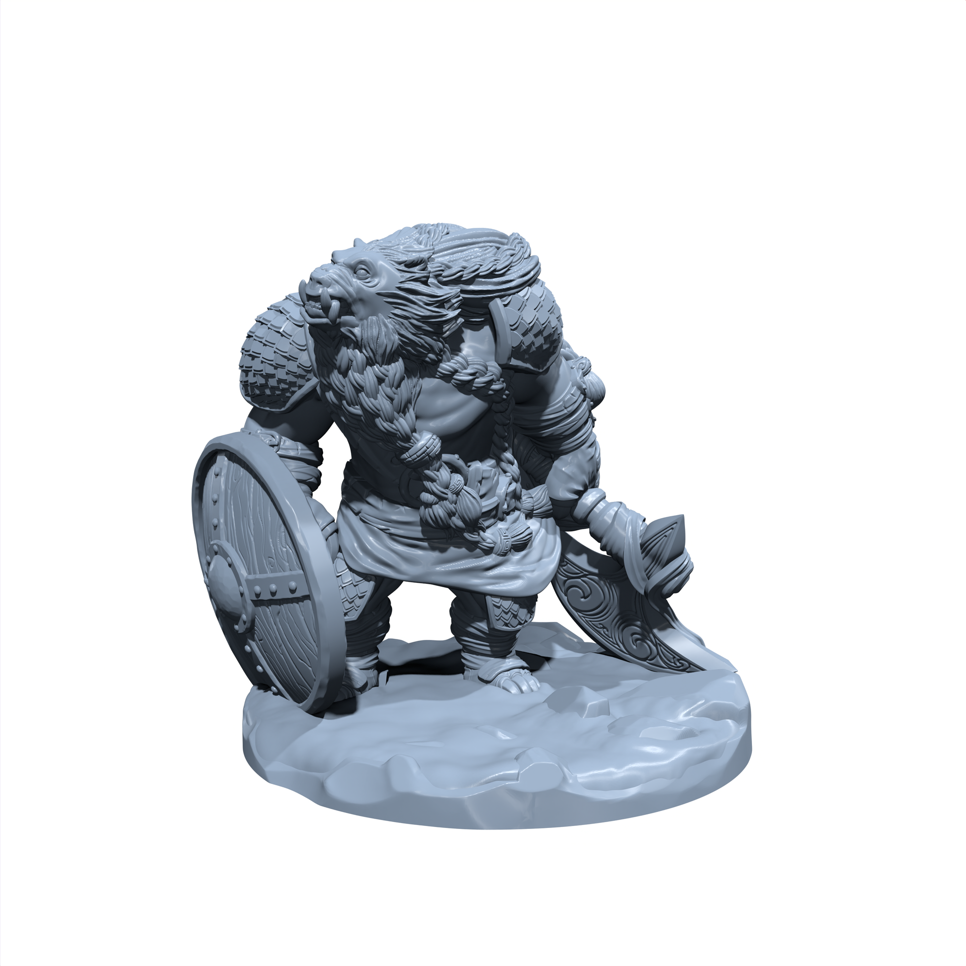Bearfolk Warrior | Ursine | Bearkin Fighter | Miniature for Tabletop games like D&D and War Gaming