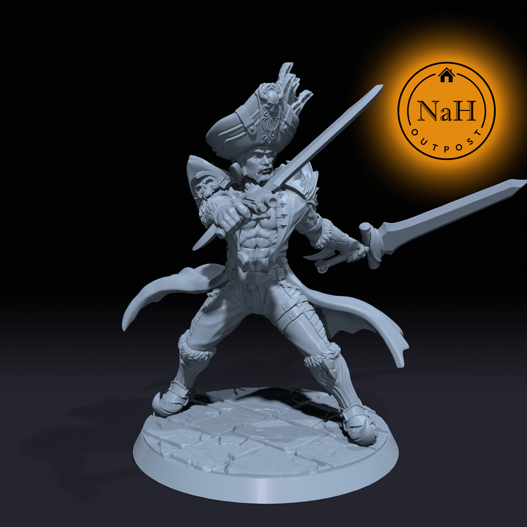 Rafael 'Stormsea' Del Mar | Cervantes | Rogue Pirate miniature for Tabletop games like D&D and War Gaming| Dungeons and Dragons Mini | RN estudio