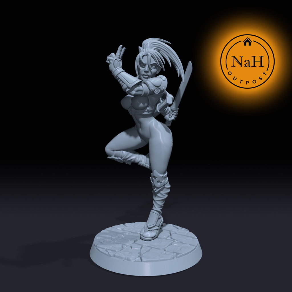Liana Shadowslice | Taki | Female Pinup Monk or Rogue miniature for Tabletop games like D&D and War Gaming| Dungeons and Dragons Mini | RN estudio