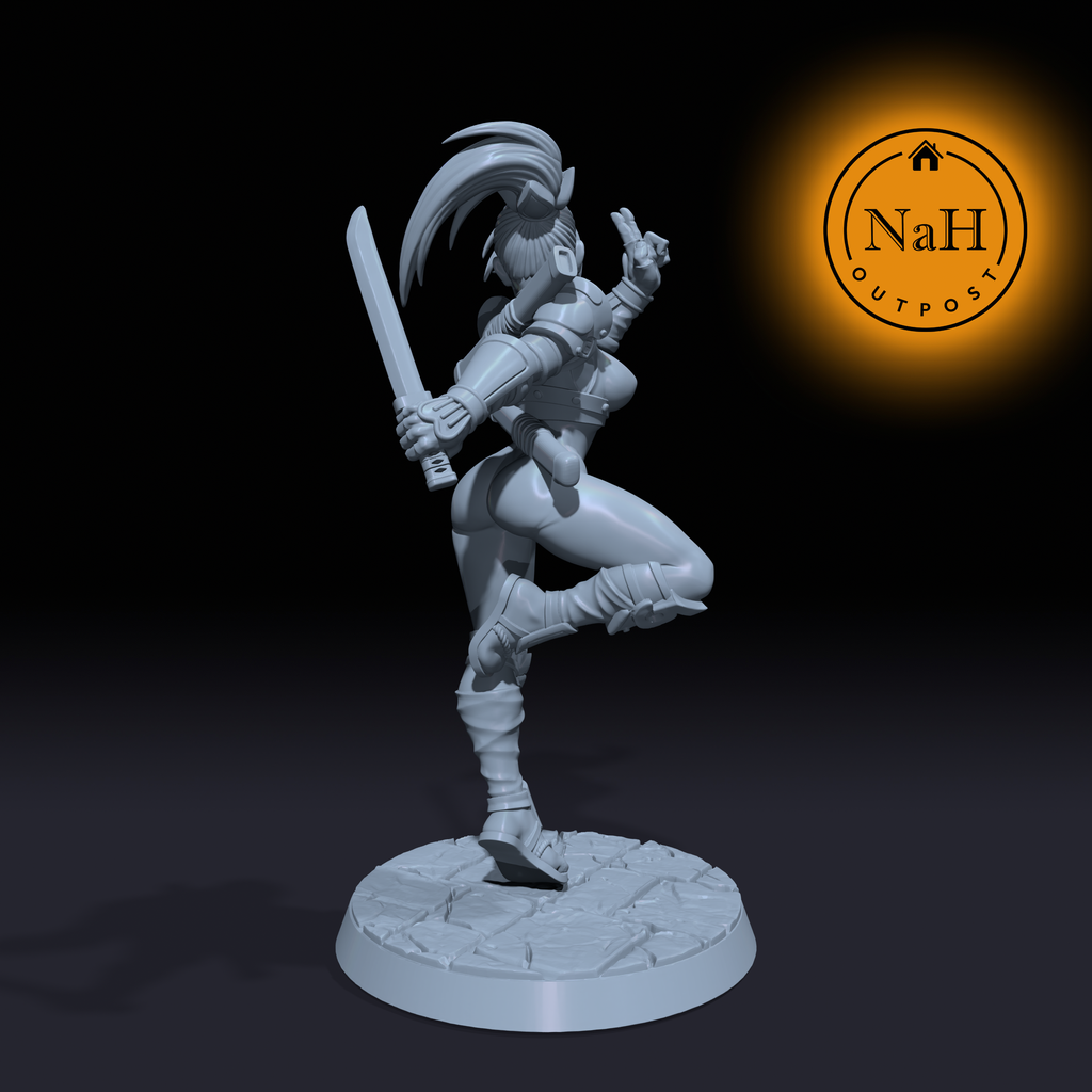 Liana Shadowslice | Taki | Female Pinup Monk or Rogue miniature for Tabletop games like D&D and War Gaming| Dungeons and Dragons Mini | RN estudio