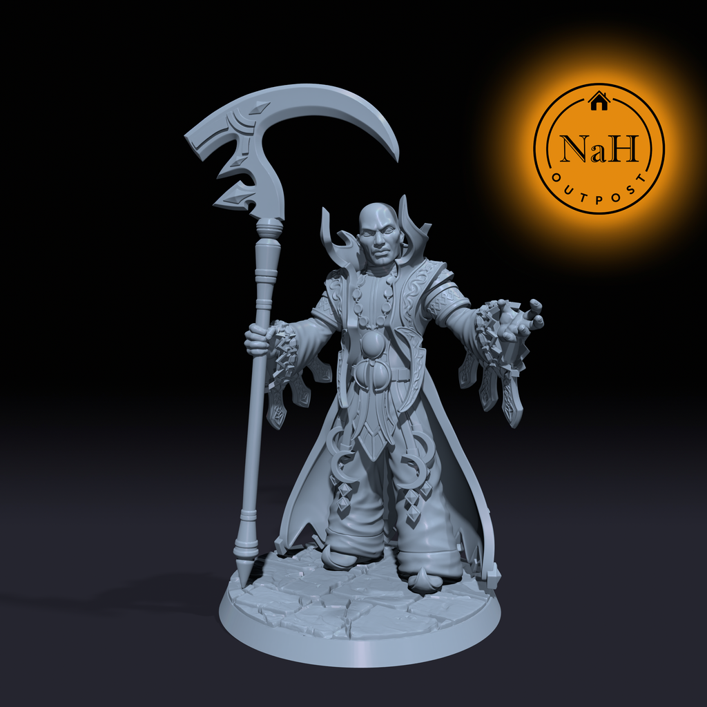 Grimstaff, the Dark Conjuror | Zasalamel | Human Necromancer miniature for Tabletop games like D&D and War Gaming| Dungeons and Dragons Mini | RN estudio