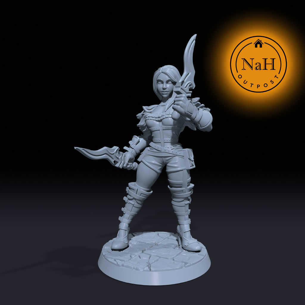 Vivica Shadowstrike | Dagger | Female Rogue miniature for Tabletop games like D&D and War Gaming| Dungeons and Dragons Mini | RN estudio