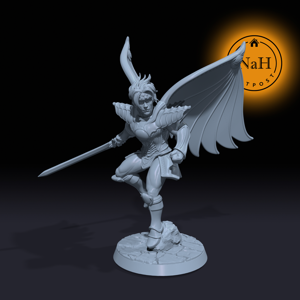 Zephyrion Lightblade | Dart Feld Winged miniature for Tabletop games like D&D and War Gaming| Dungeons and Dragons Mini | RN estudio