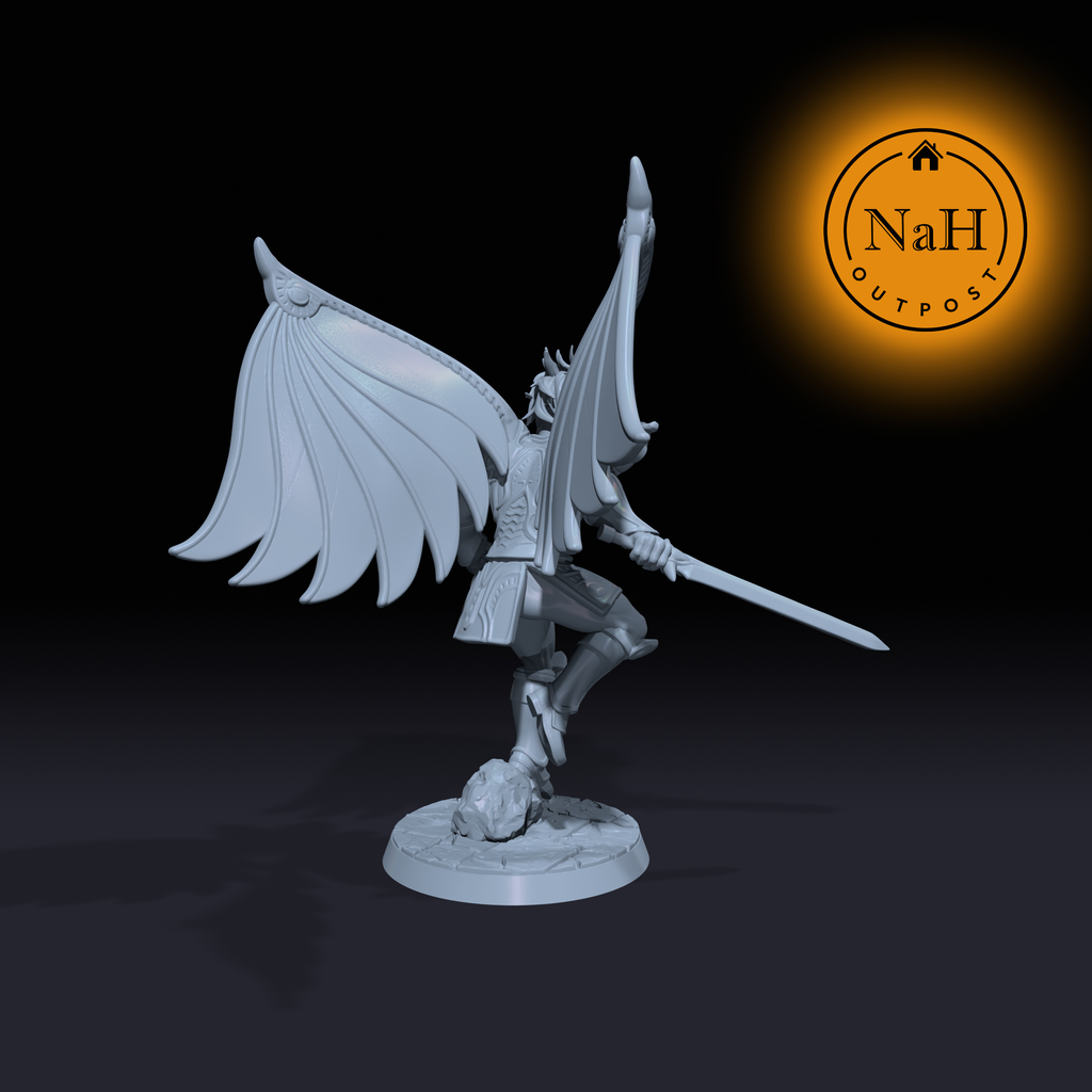 Zephyrion Lightblade | Dart Feld Winged miniature for Tabletop games like D&D and War Gaming| Dungeons and Dragons Mini | RN estudio