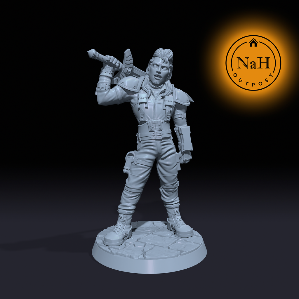 Drake Steelgrin | Roche Barbarian or Fighter miniature for Tabletop games like D&D and War Gaming| Dungeons and Dragons Mini | RN estudio