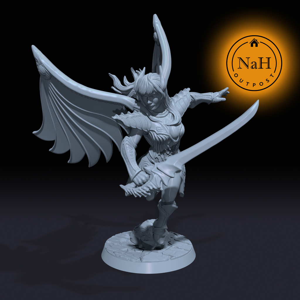 Seraphina Galeblade | Winged Rose | Aasimar miniature for Tabletop games like D&D and War Gaming| Dungeons and Dragons Mini | RN estudio