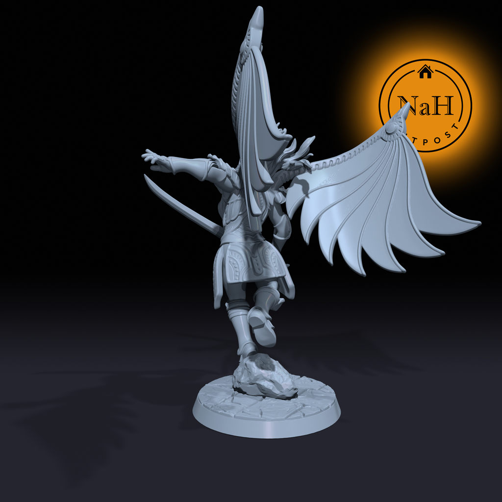 Seraphina Galeblade | Winged Rose | Aasimar miniature for Tabletop games like D&D and War Gaming| Dungeons and Dragons Mini | RN estudio