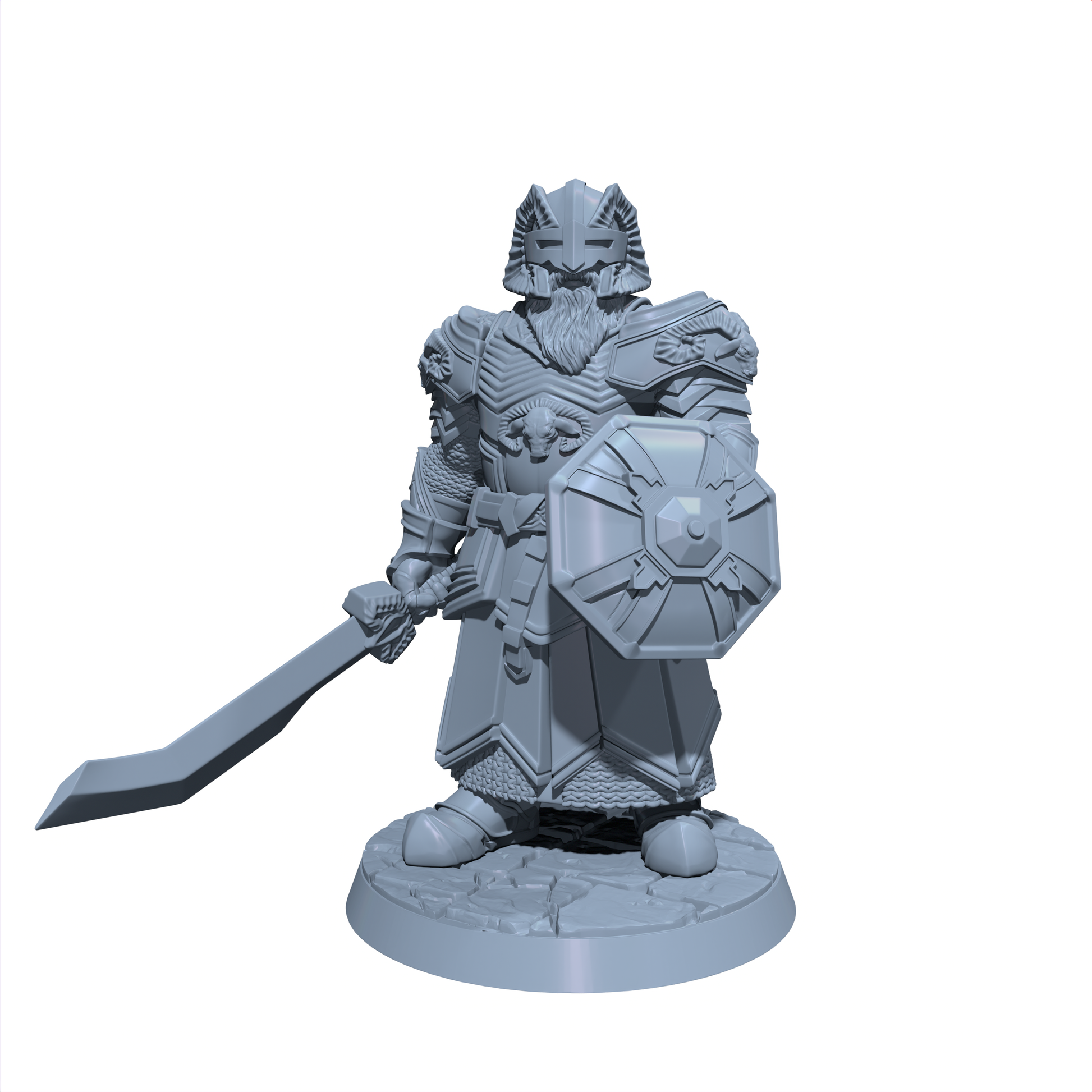 Baelgor Ramheart | Dwarf Ram Lord Paladin or Fighter miniature for Tabletop games like D&D and War Gaming| Dungeons and Dragons Mini | RN estudio