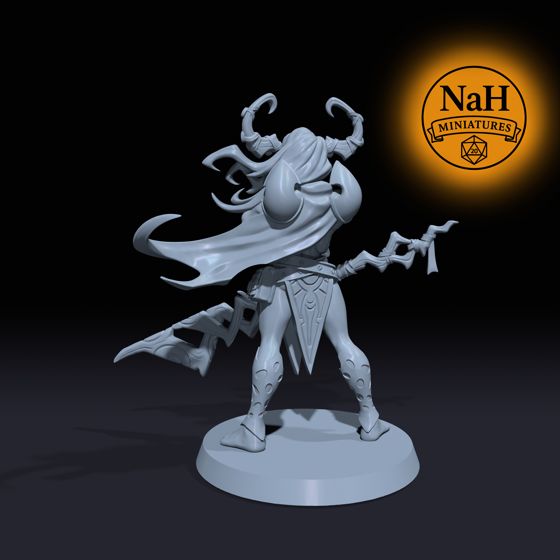 Selvara Veyth | Caller of Loss | Tiefling Warrior Warlock miniature for Tabletop games like D&D, Daggerheart, and War Gaming | Dungeons and Dragons Mini