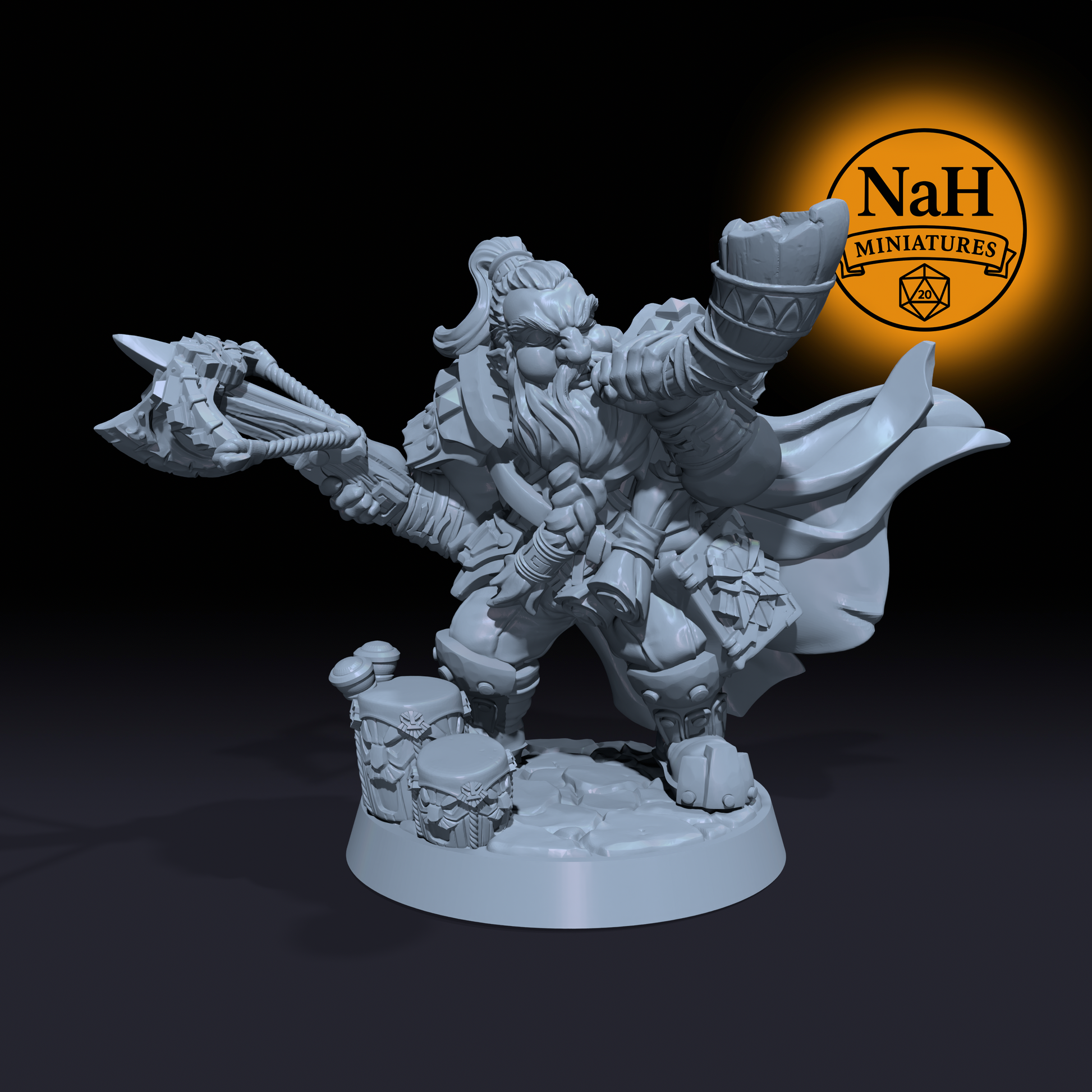 Flokir the Skald, Voice of the Warhorn | Dwarven Defenders | Dwarf Bard, Tribal Hunter miniature for D&D, Pathfinder | TTRPG Mini