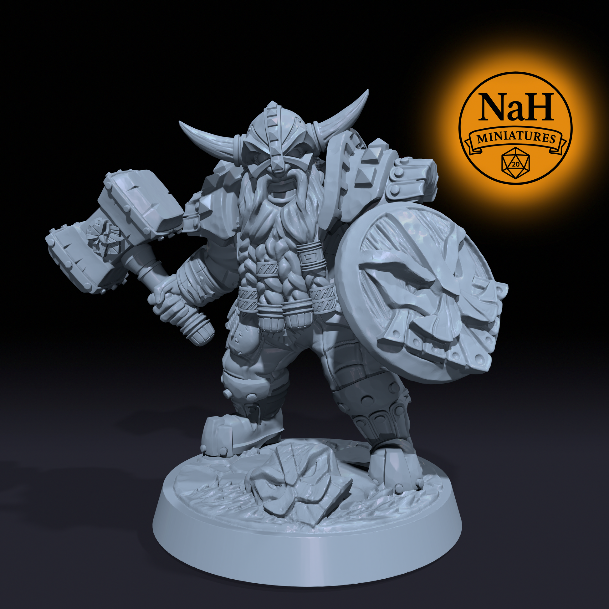 Grumli Stoneguard, Shieldbearer of Kazadrel | Dwarven Defenders | Dwarf Guardian, Shield Warrior miniature for D&D, Pathfinder | TTRPG Mini