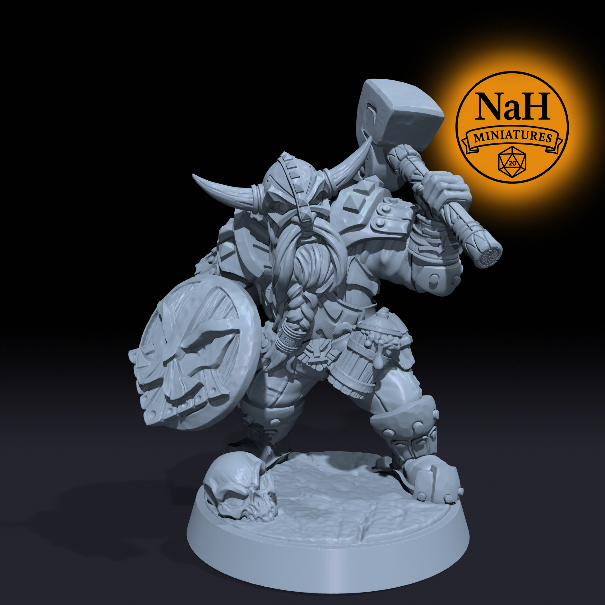 Torvak Hammerheart | Dwarf Paladin, Hammerheart Defender | Dwarven Defenders miniature for D&D, Pathfinder | TTRPG Mini