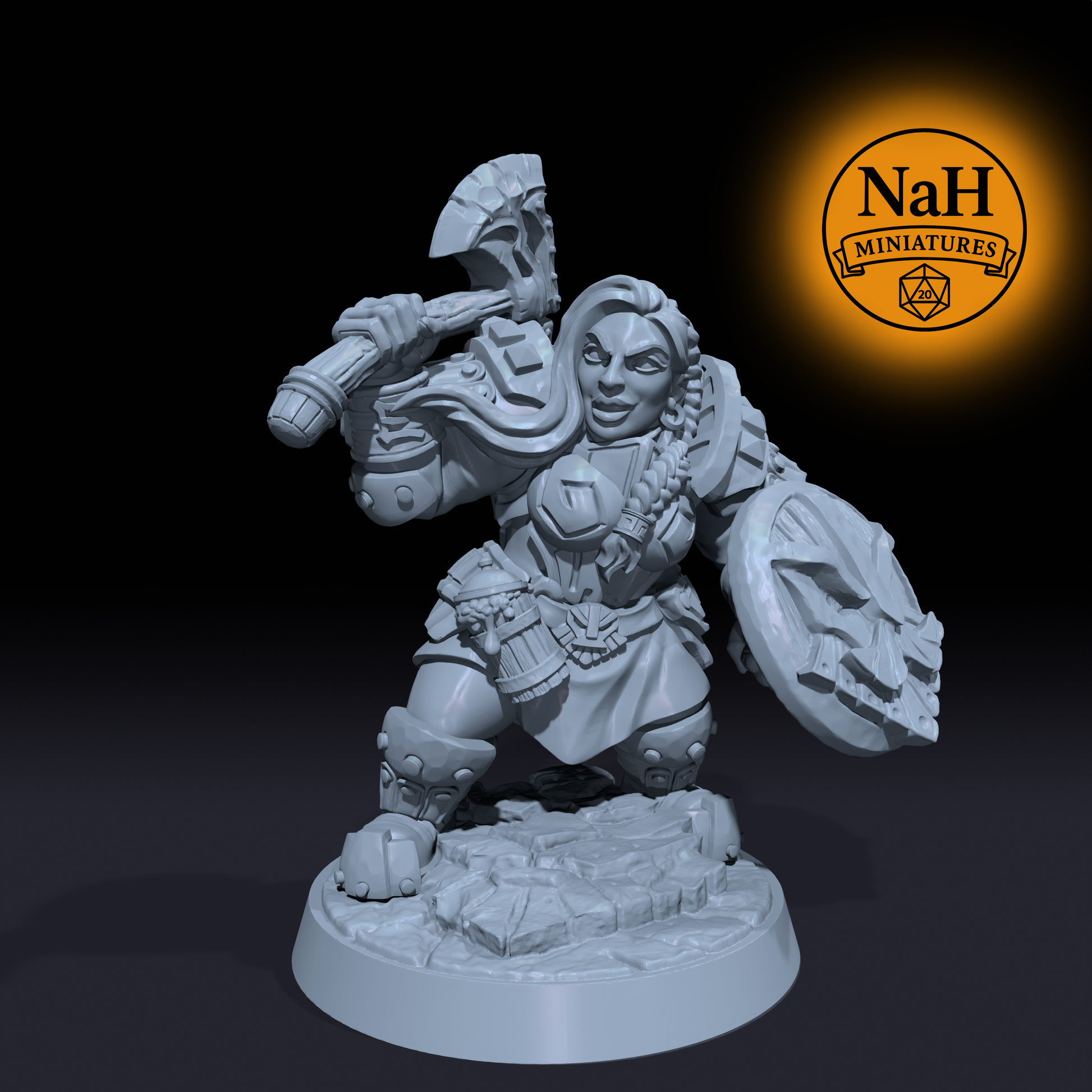 Veyra Ironheart | Dwarf Paladin, Shieldmaiden | Dwarven Defenders miniature for D&D, Pathfinder | TTRPG Mini