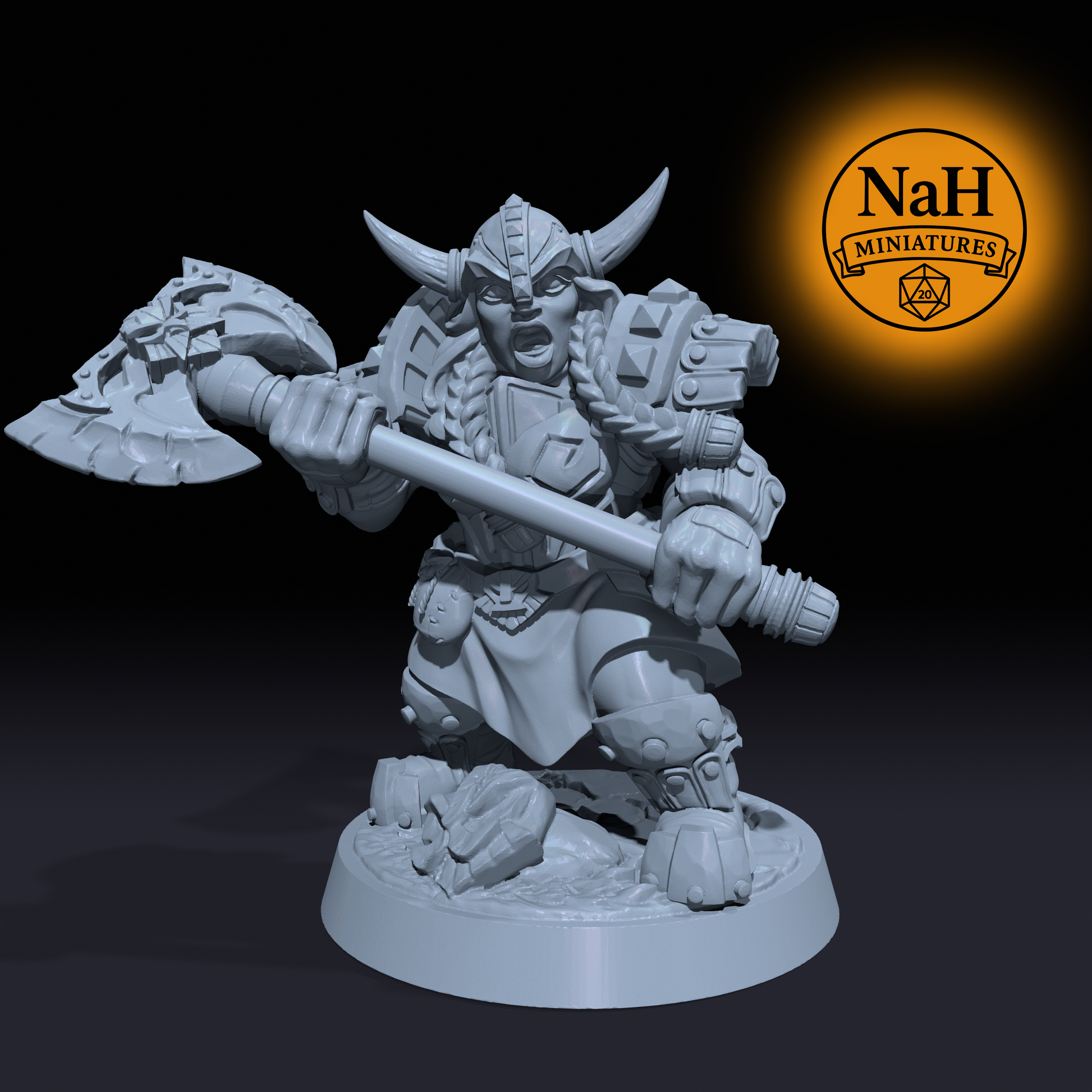 Hilda Axebringer | Dwarf Barbarian, Battle Ravager | Dwarven Defenders miniature for D&D, Pathfinder | TTRPG Mini