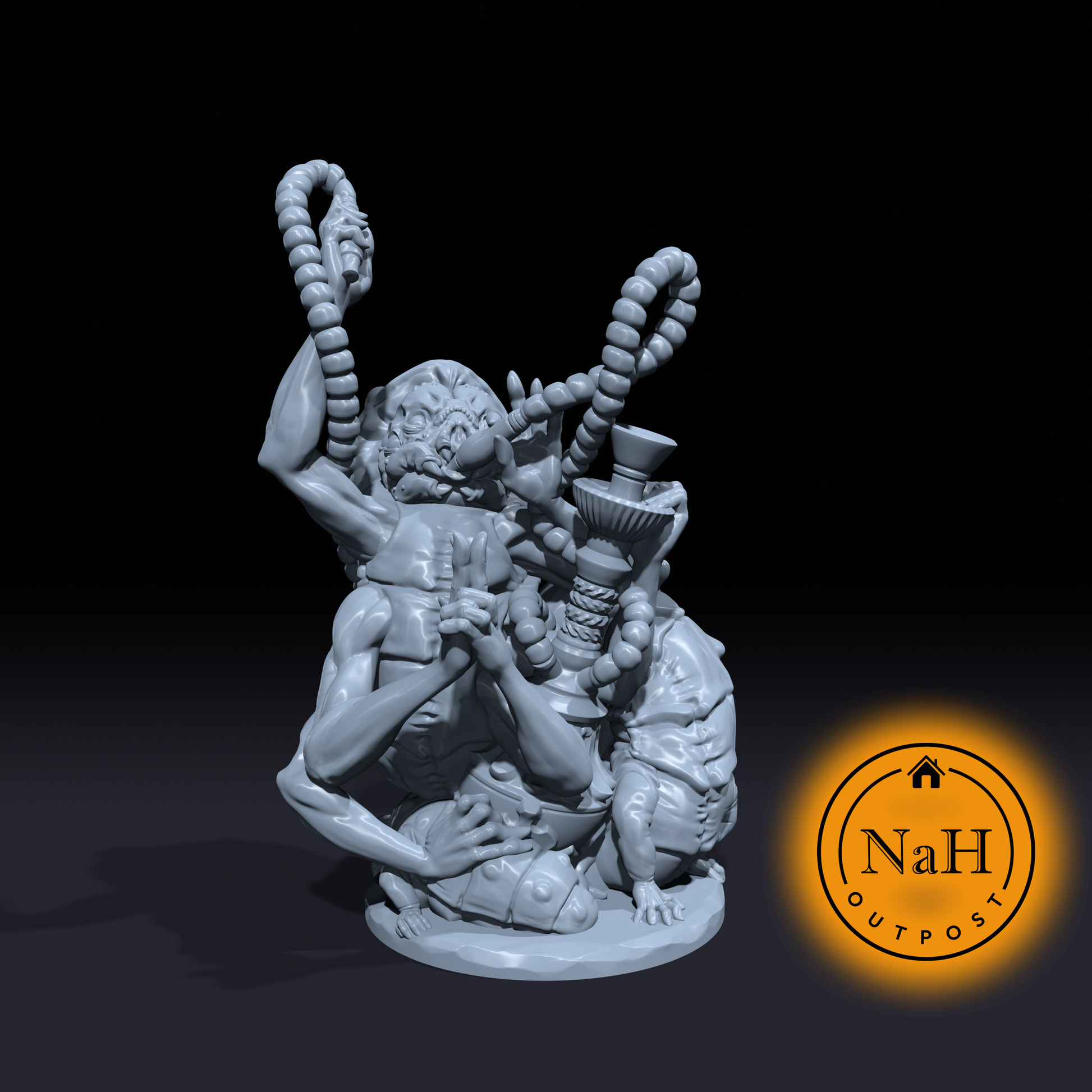 Hookah Dreamweaver | Lepidfolk | Caterpillar folk | Insect Miniature for Tabletop games like D&D and War Gaming