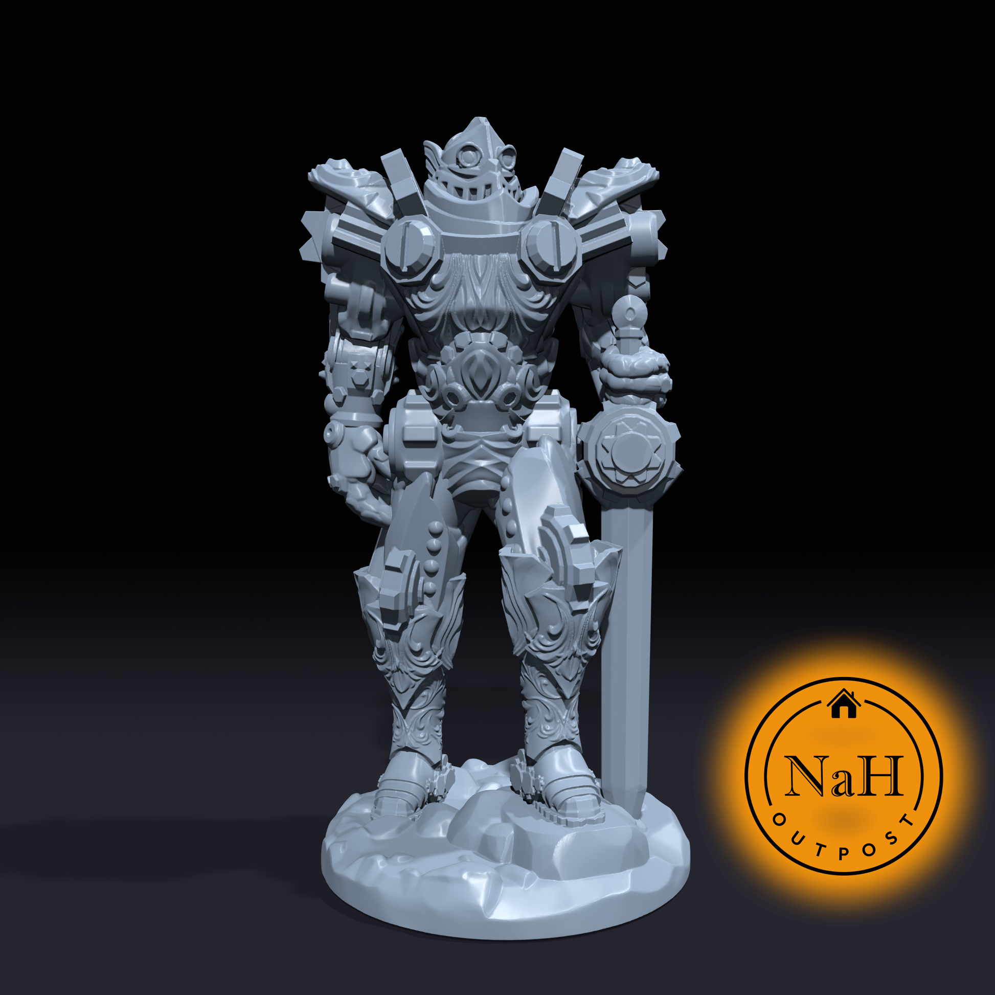 Bastion Ironforge | Battlebuilt Paladin | Clockwork Knight | Miniature for Tabletop games like D&D and War Gaming