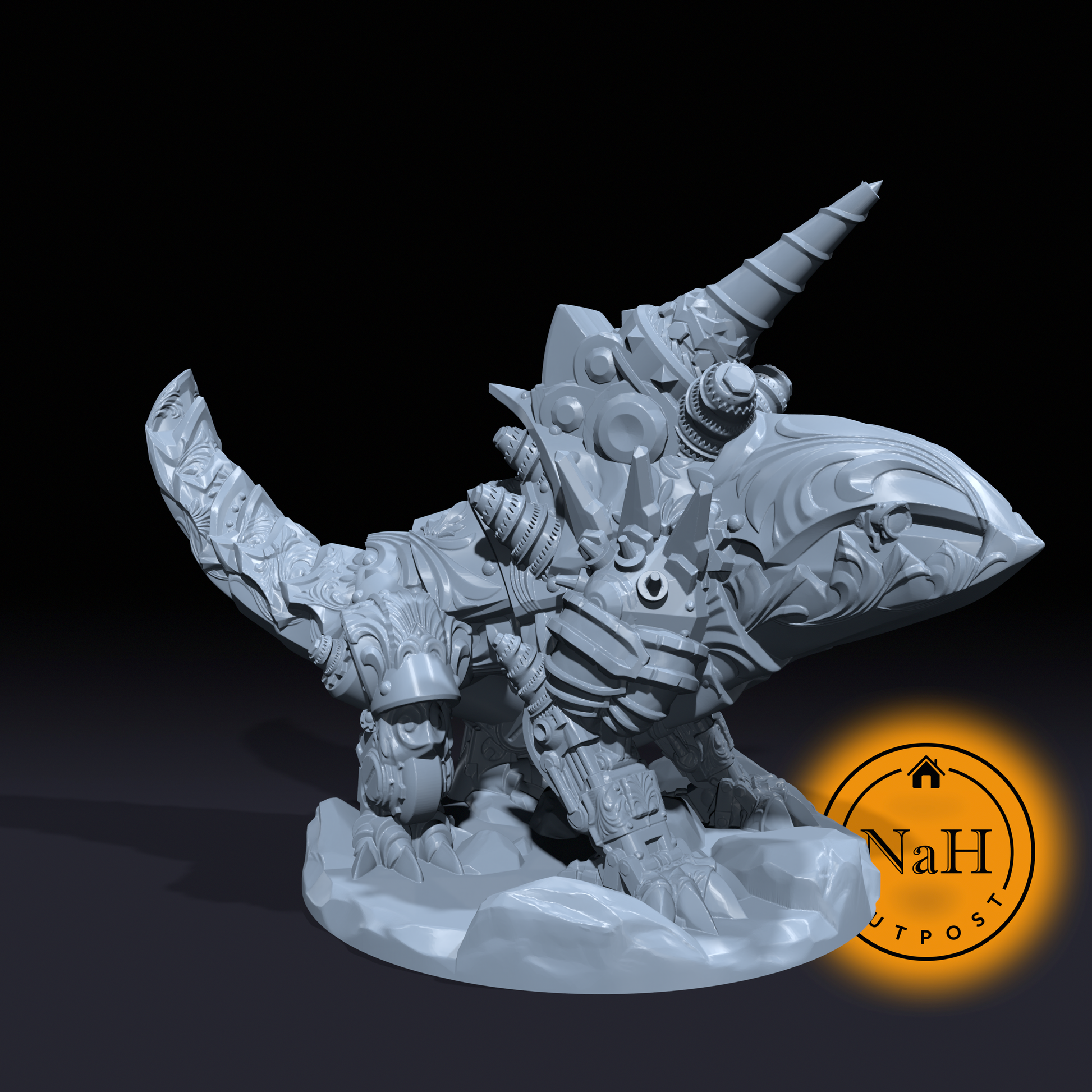 Drillon the Earthbreaker | Clockwork Land Shark | Miniature for Tabletop games like D&D and War Gaming
