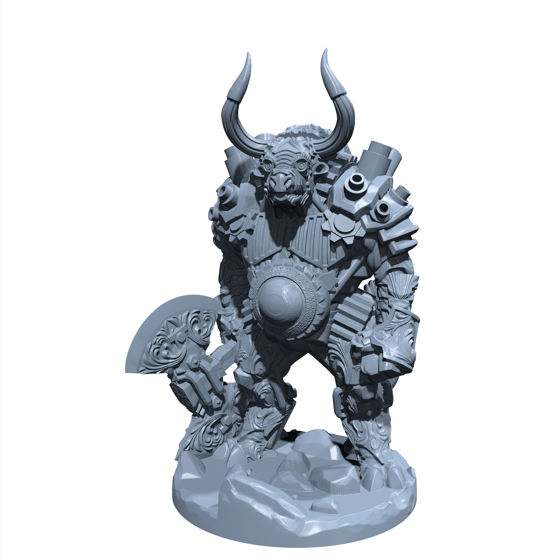 Gearhorn the Labyrinth Warden | Clockwork Minotaur | Construct Miniature for Tabletop games like D&D and War Gaming