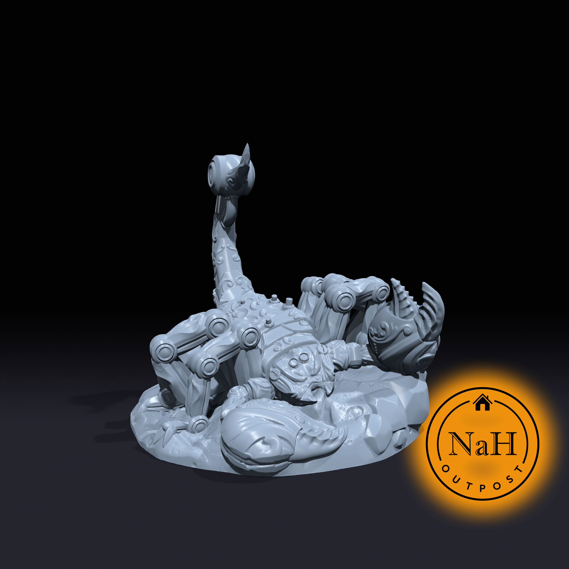 Tinkerclaw, the Iron Stinger | Clockwork Scorpion | Miniature for Tabletop games like D&D and War Gaming