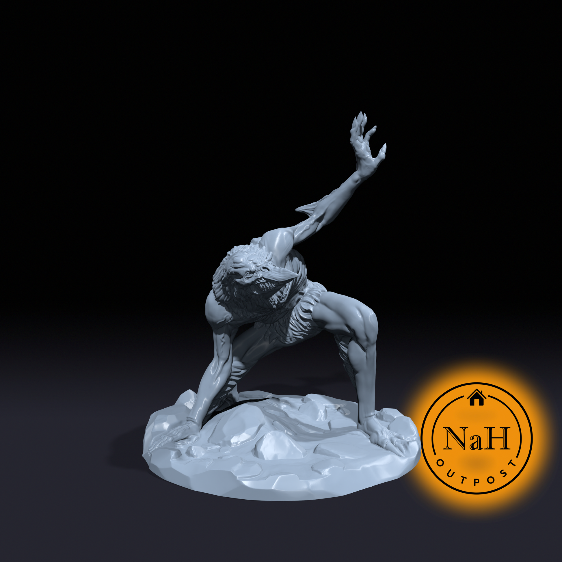 Shriekbeak the Shadowfeather | Corvidine | Miniature for Tabletop games like D&D and War Gaming