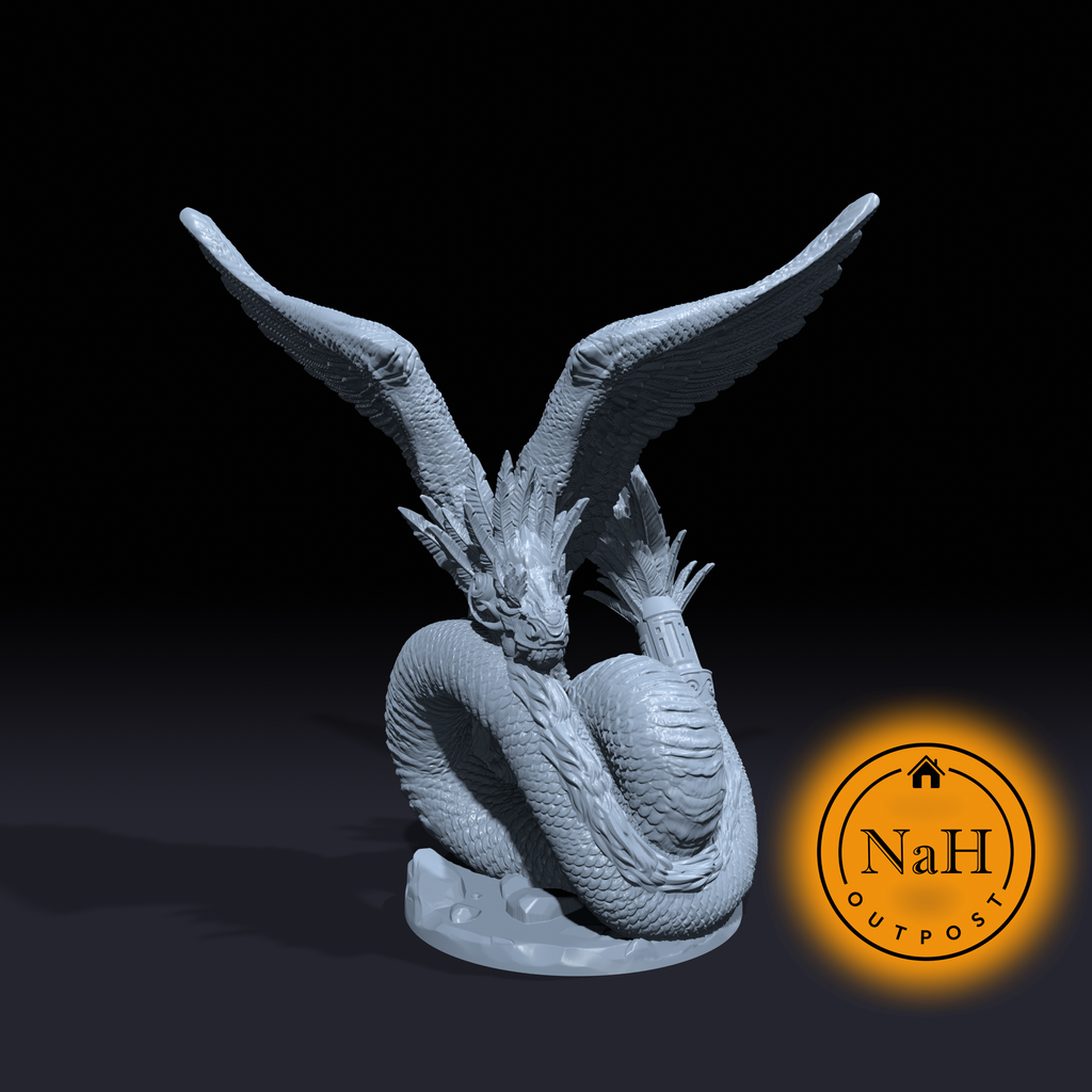 Couatl | Sky Serpent | Celestial Miniature for Tabletop games like D&D and War Gaming
