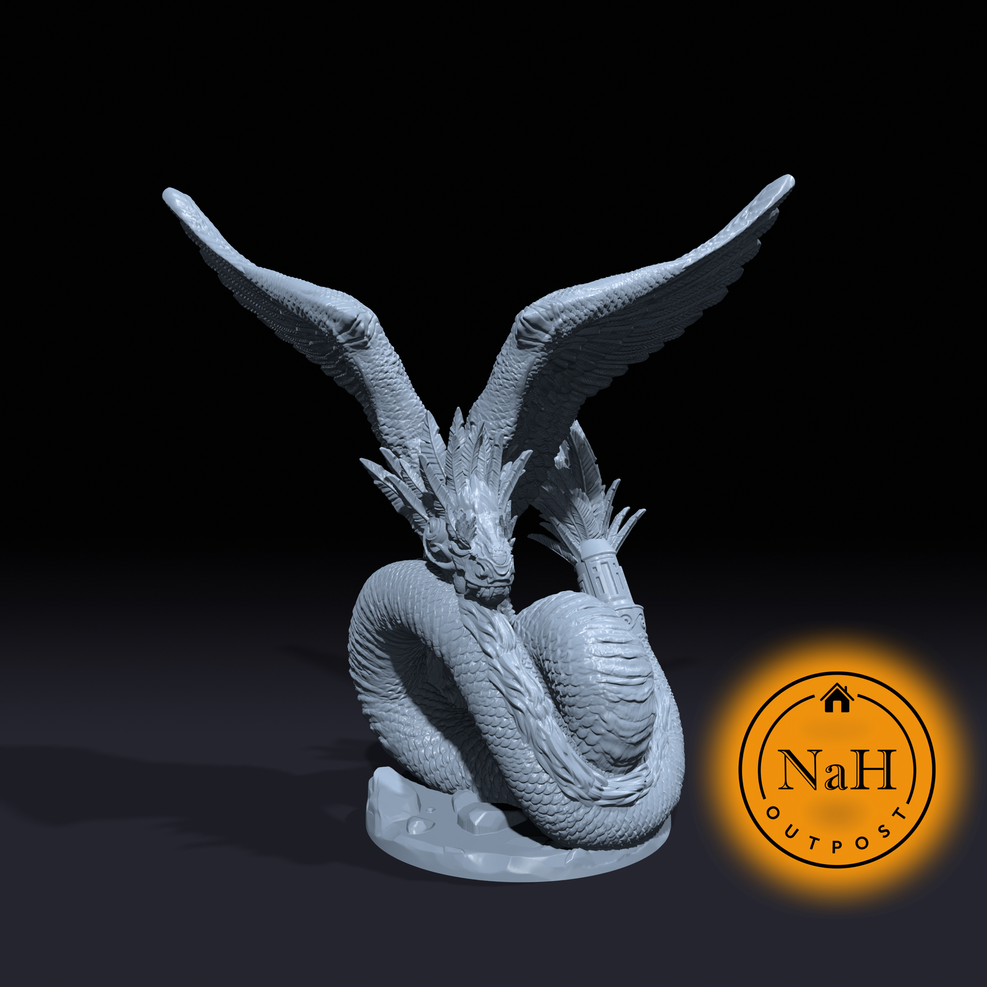 Couatl | Sky Serpent | Celestial Miniature for Tabletop games like D&D and War Gaming