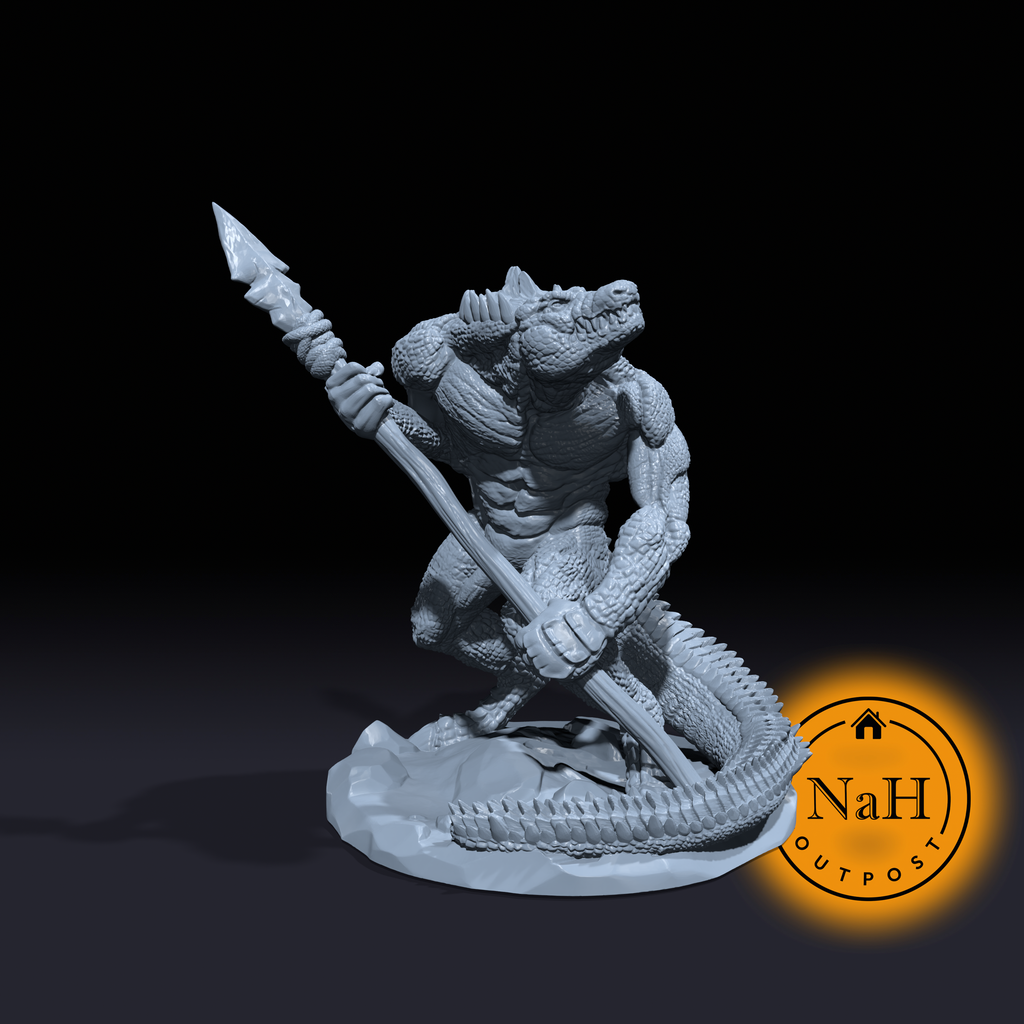 Vorshek the Mireguard | Crocman | Crocodile Folk Miniature for Tabletop games like D&D and War Gaming