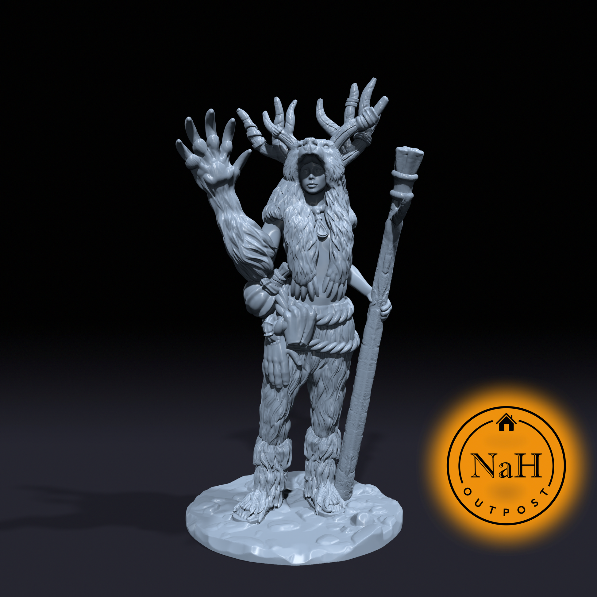 Vespera the Moonchantress | Dark Sacrifice Female Druid | Miniature for Tabletop games like D&D and War Gaming