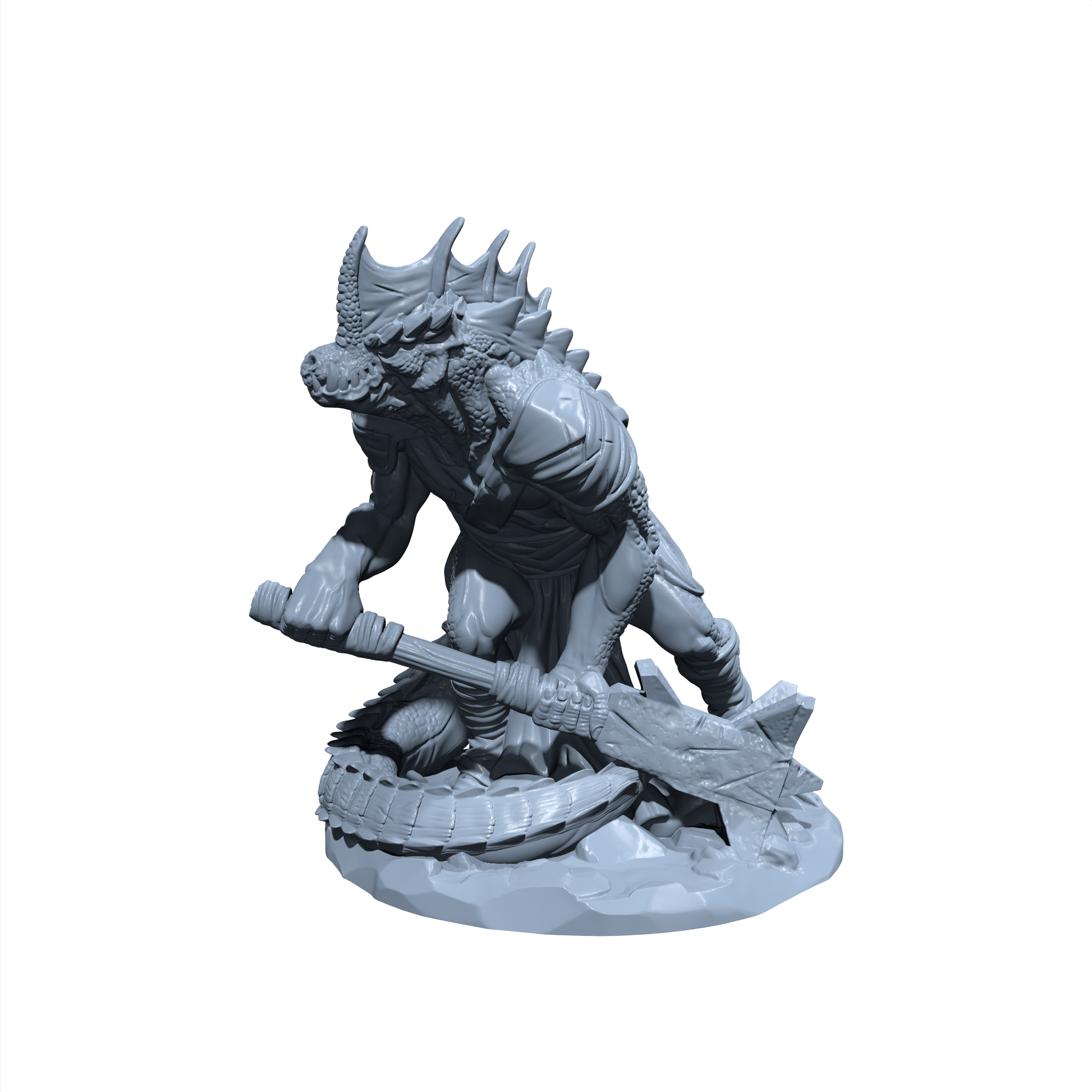 Zephyros Scaleblade | Dragonborn Barbarian / Fighter | Dark Scale Lizard | Miniature for Tabletop games like D&D and War Gaming