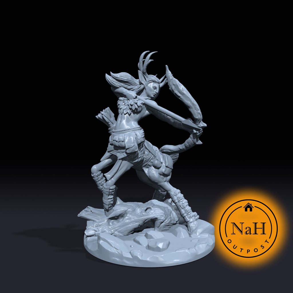 Elenara the Arrowhart | Deer Centaur | Dryad Archer | Miniature for Tabletop games like D&D and War Gaming