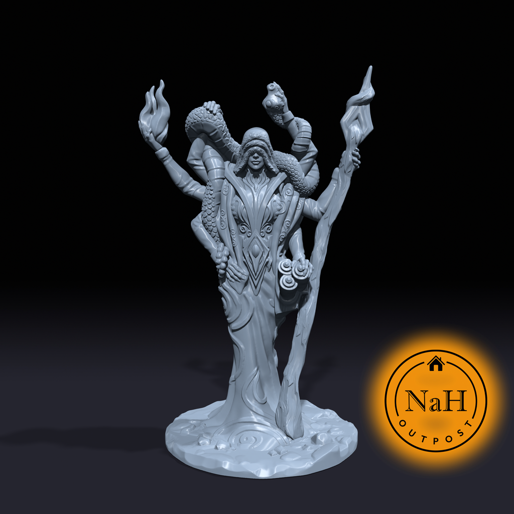 Elyndra the Arcane Shaper | Demonic Priestess | Four Armed Sorcerer | Miniature for Tabletop games like D&D and War Gaming