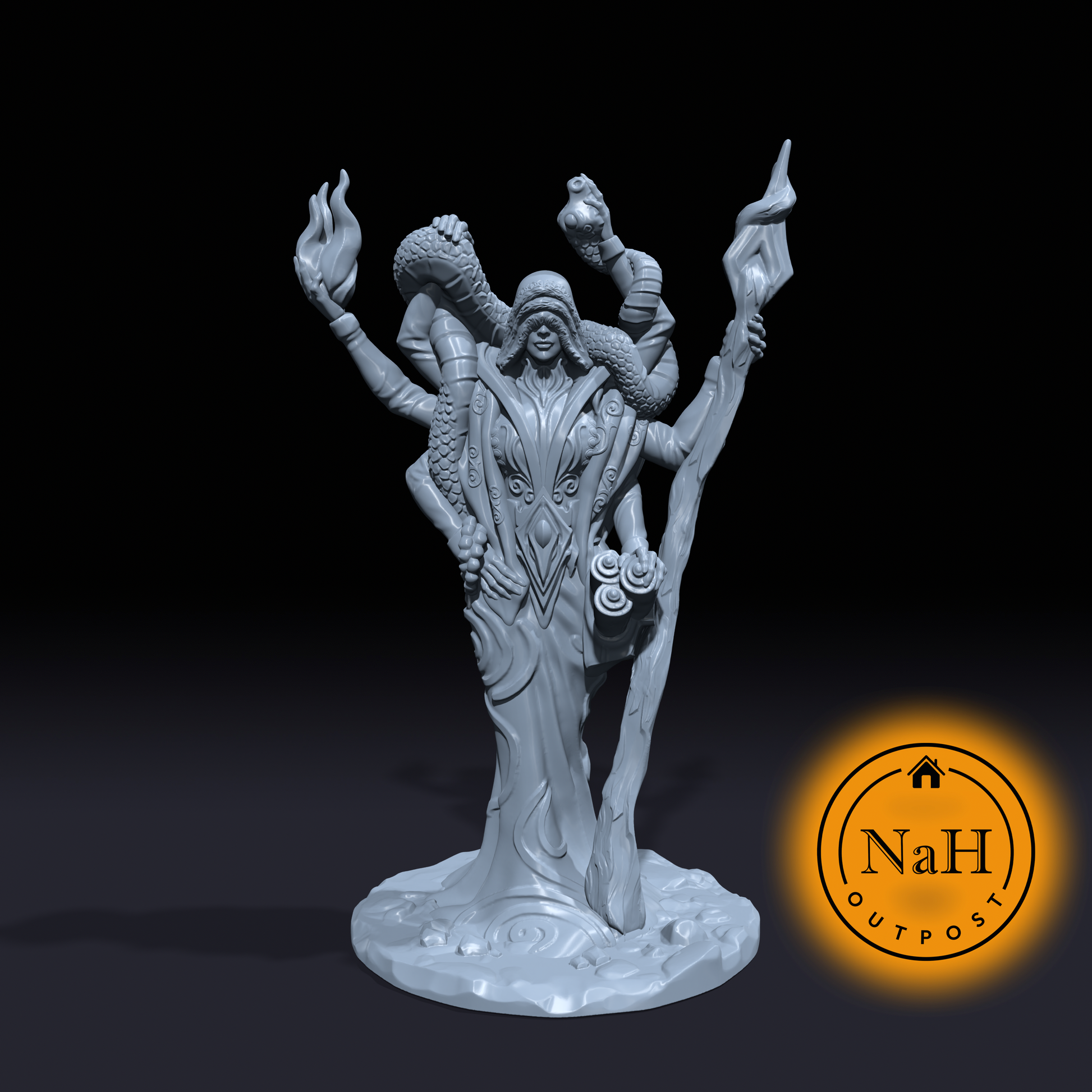 Elyndra the Arcane Shaper | Demonic Priestess | Four Armed Sorcerer | Miniature for Tabletop games like D&D and War Gaming