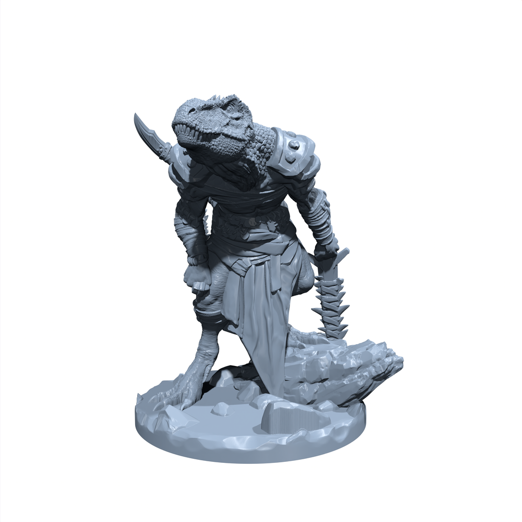 Rexar the Earthshaker | Dinofolk Rex | Trex Barbarian | Fighter miniature for Tabletop games like D&D