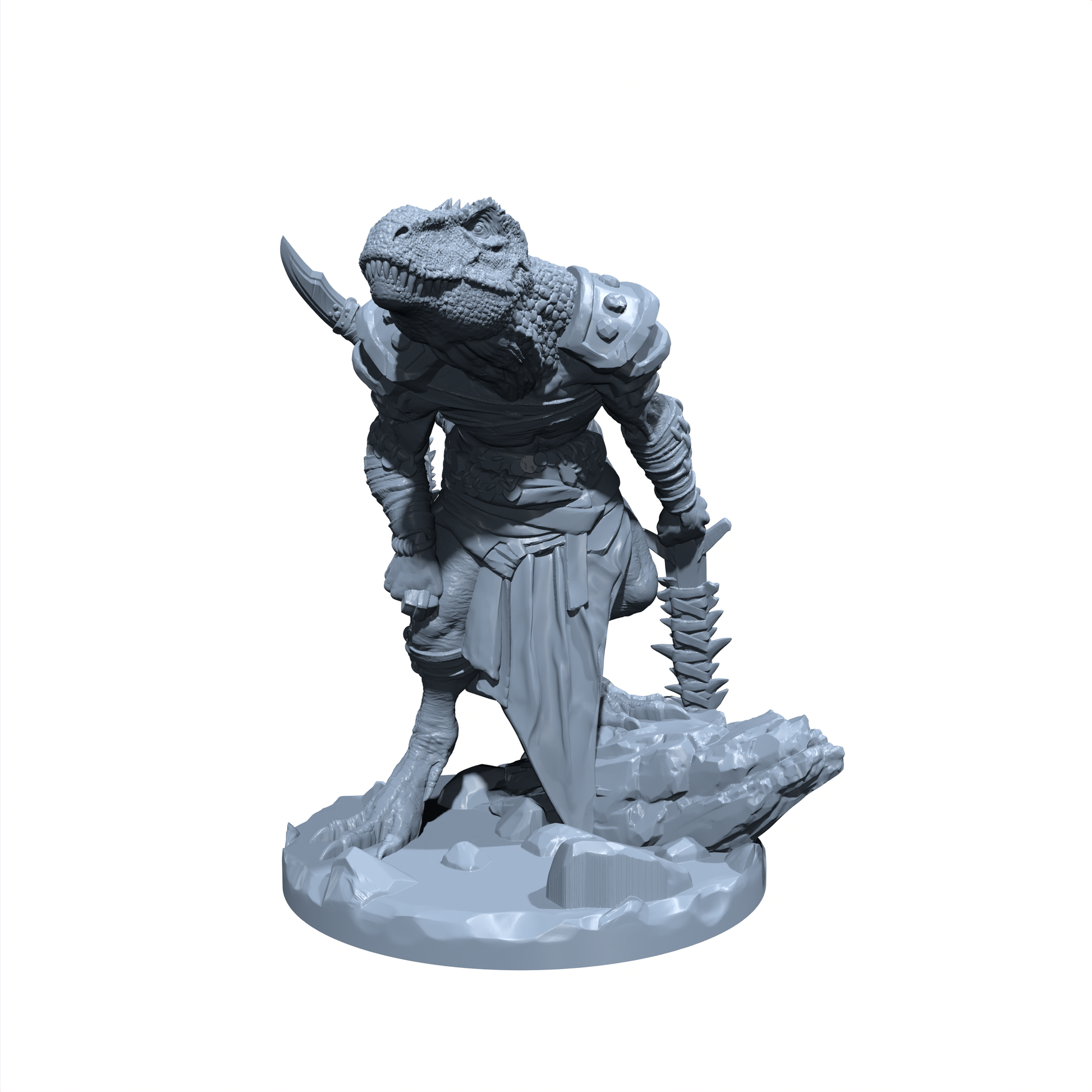 Rexar the Earthshaker | Dinofolk Rex | Trex Barbarian | Fighter miniature for Tabletop games like D&D