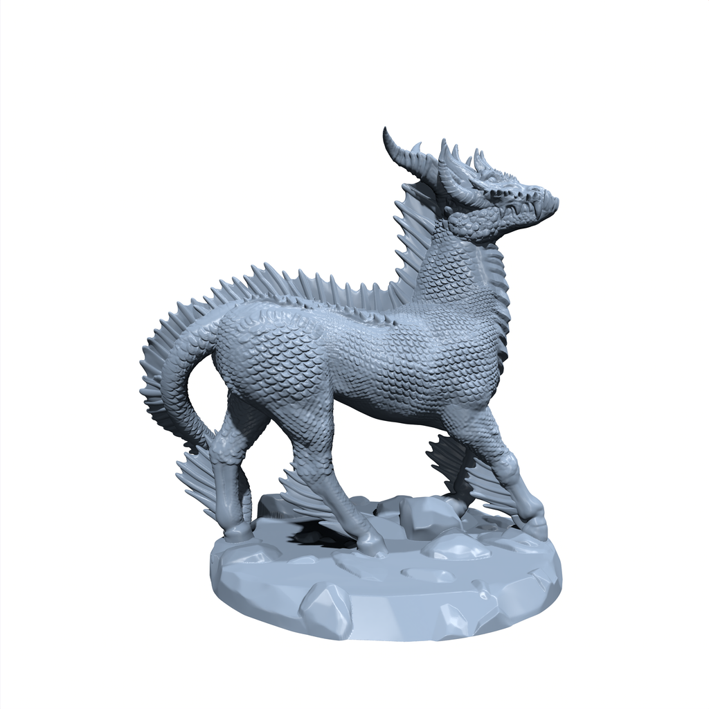 Ebonflame, the Scaled Steed | Dragon Horse | Miniature for Tabletop games like D&D and War Gaming