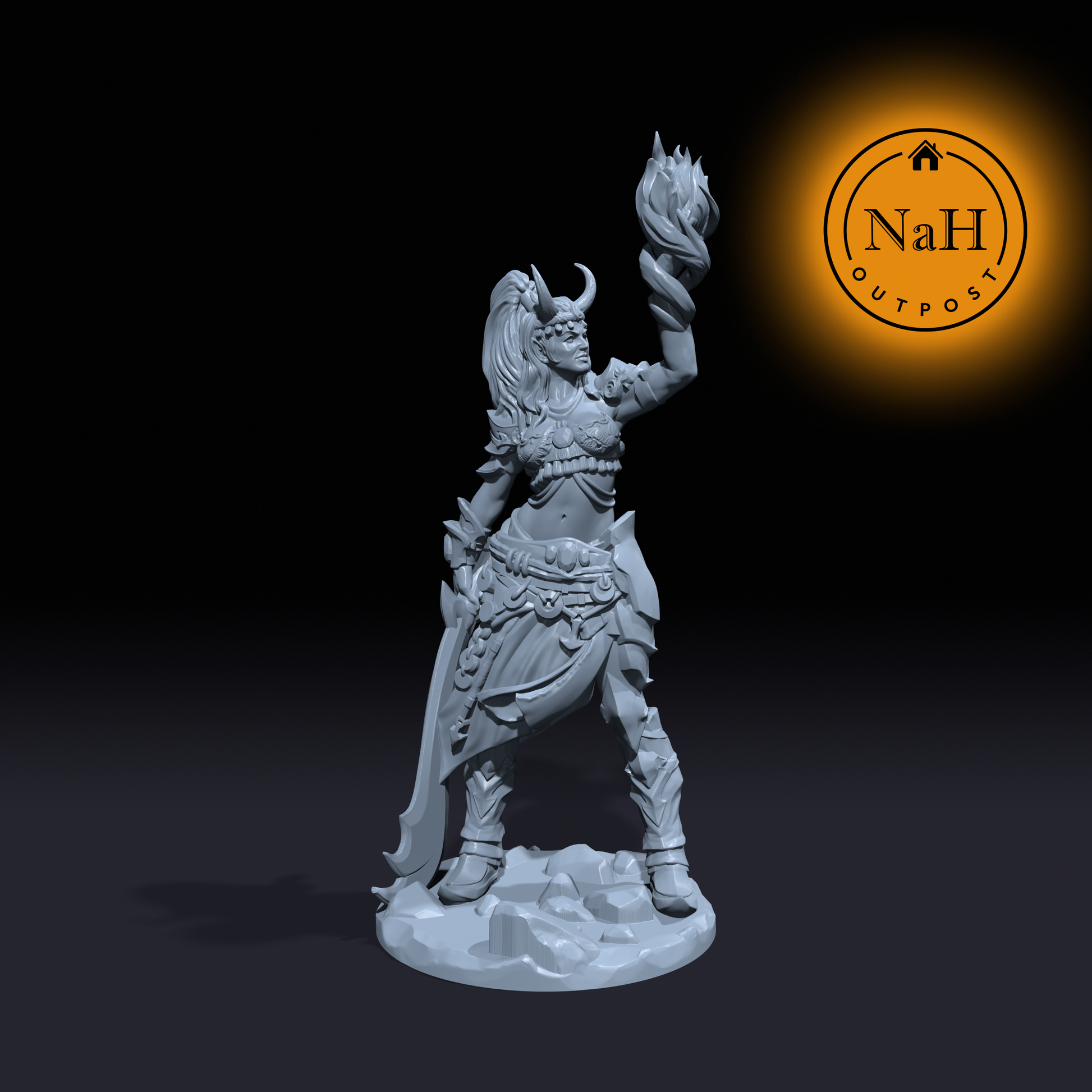 Pyra the Blazing Siren | Female Ifrit | Elemental | Miniature for Tabletop games like D&D and War Gaming