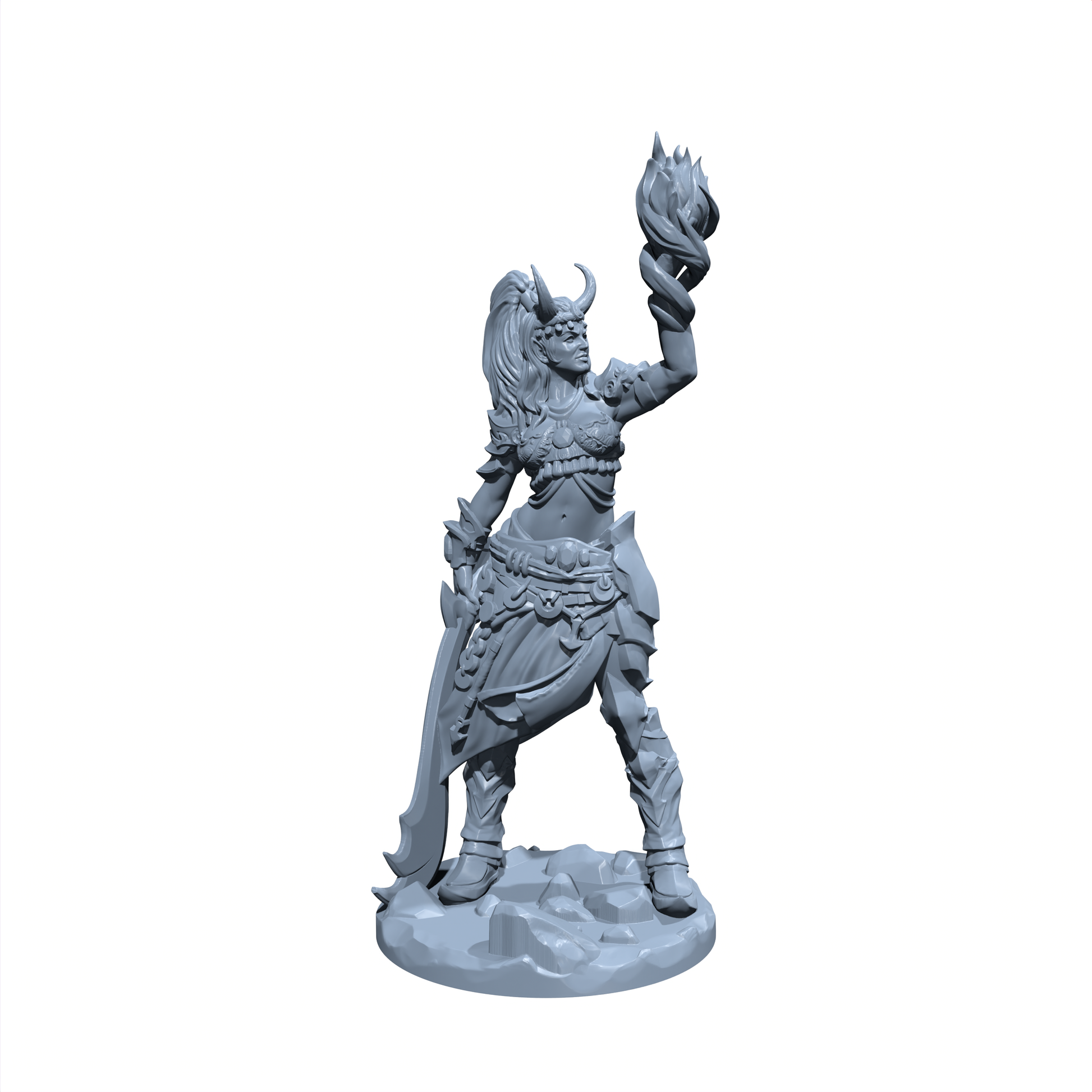 Pyra the Blazing Siren | Female Ifrit | Elemental | Miniature for Tabletop games like D&D and War Gaming