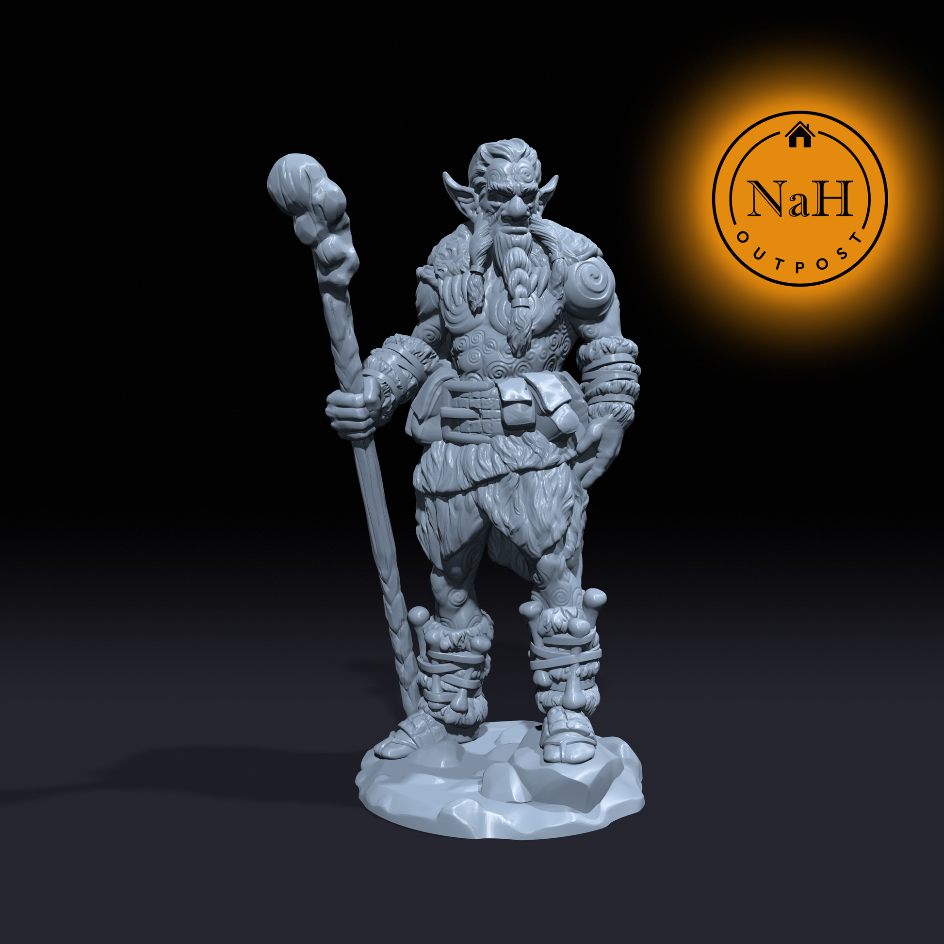 Brogan Oakheart, Sage of the Wilds | Firbolg Barbarian Druid Caster | Miniature for Tabletop games like D&D and War Gaming