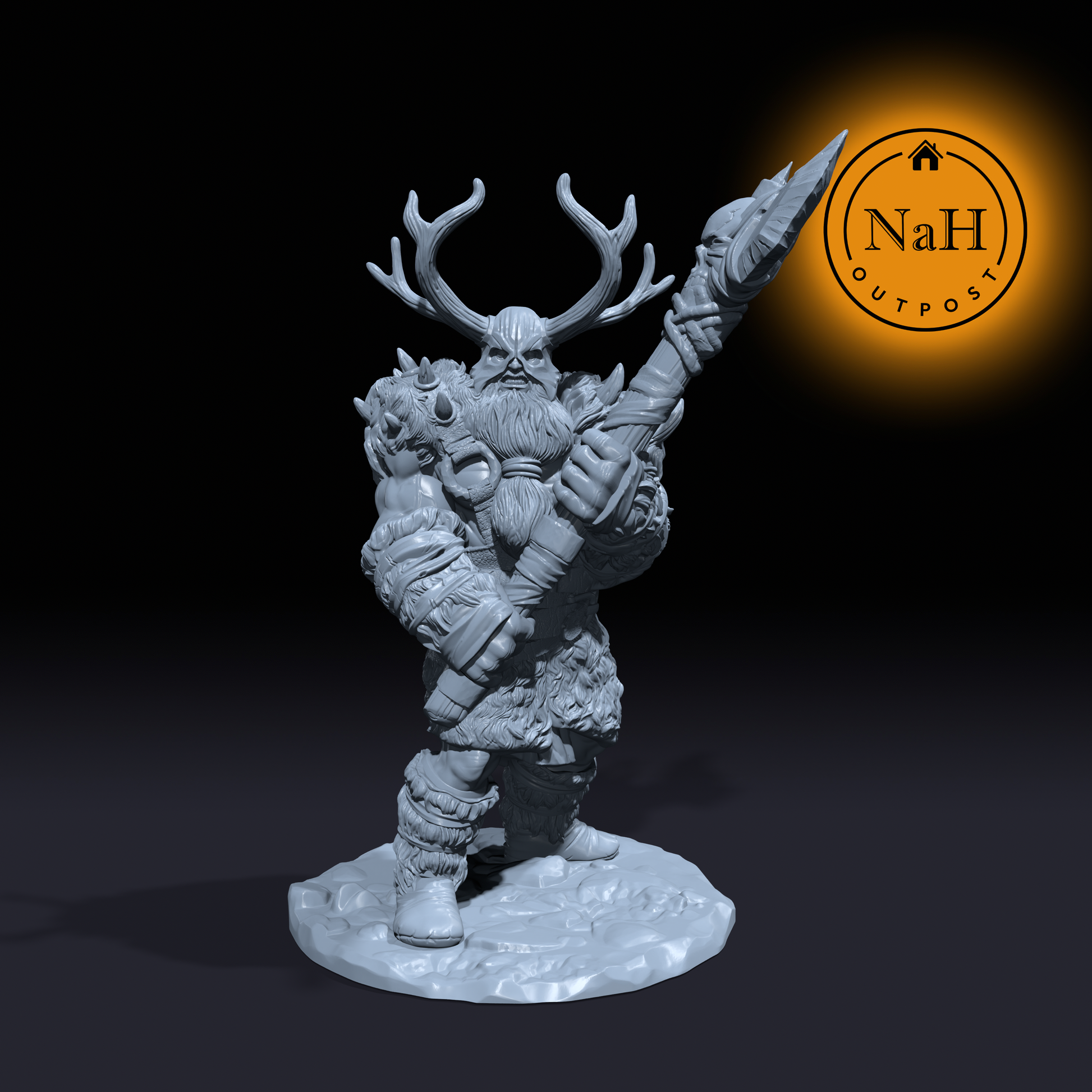 Ulfar, the Antlered Fury | Forest Berserker | Barbarian or Fighter Miniature for Tabletop games like D&D and War Gaming