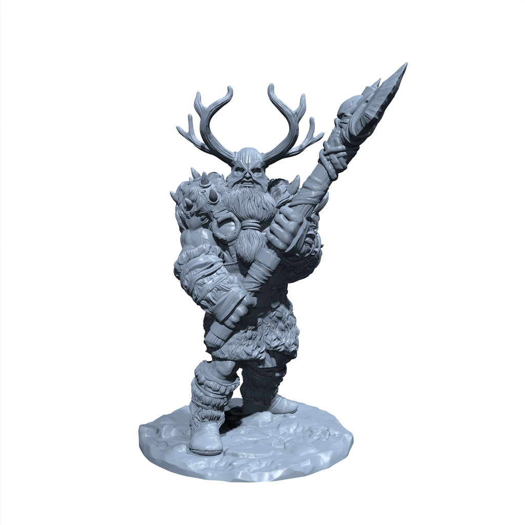 Ulfar, the Antlered Fury | Forest Berserker | Barbarian or Fighter Miniature for Tabletop games like D&D and War Gaming