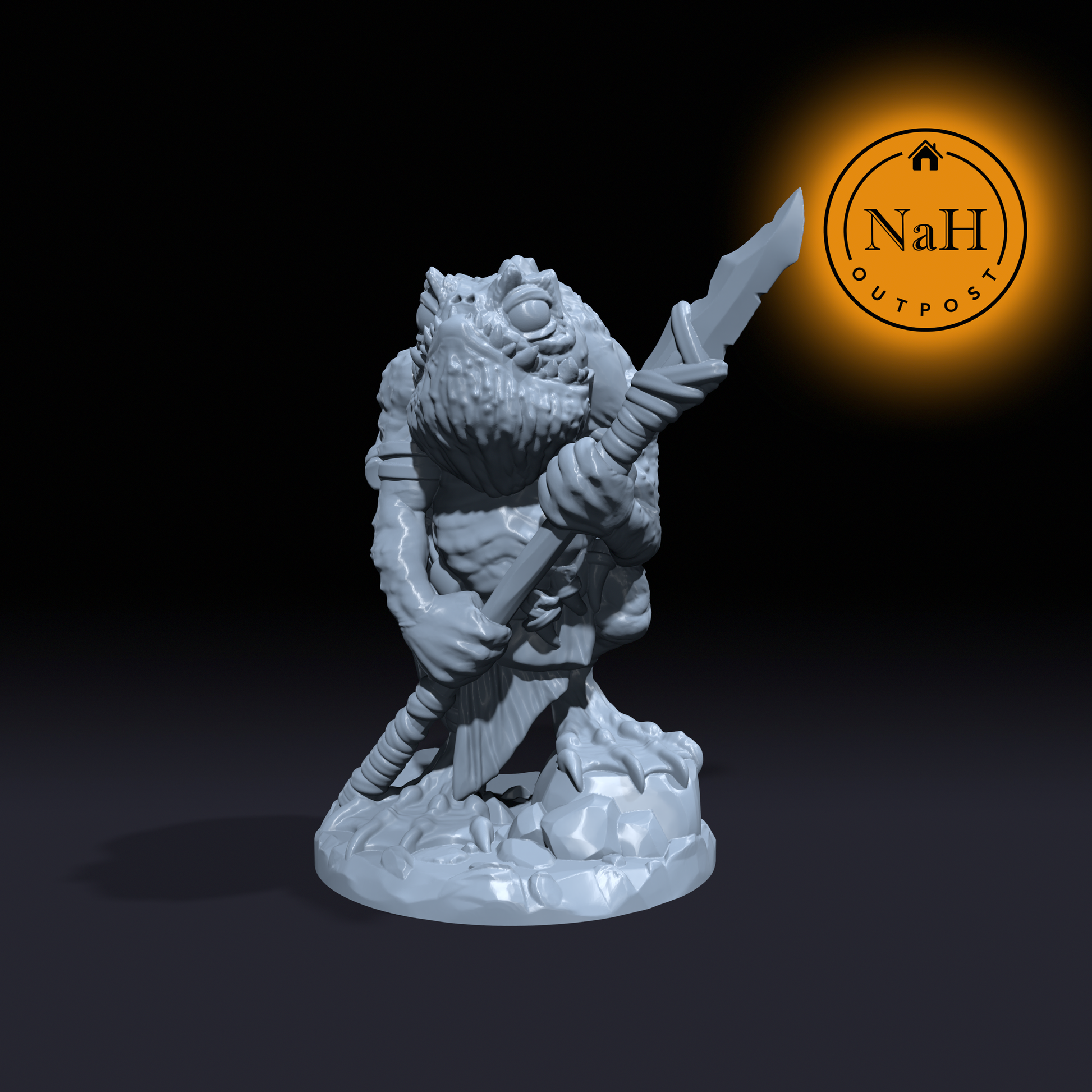 Grenok the Marshlord | Bullywug | Frog Folk | Miniature for Tabletop games like D&D and War Gaming