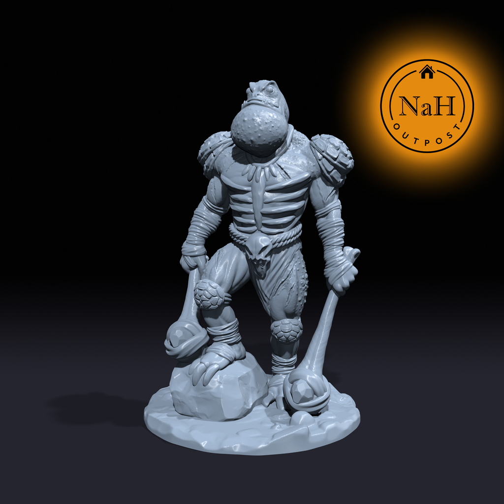 Torgul, the Toadkin Champion | Frog folk Barbarian | Fighter Miniature for Tabletop games like D&D 5e and TTRPG War Gaming