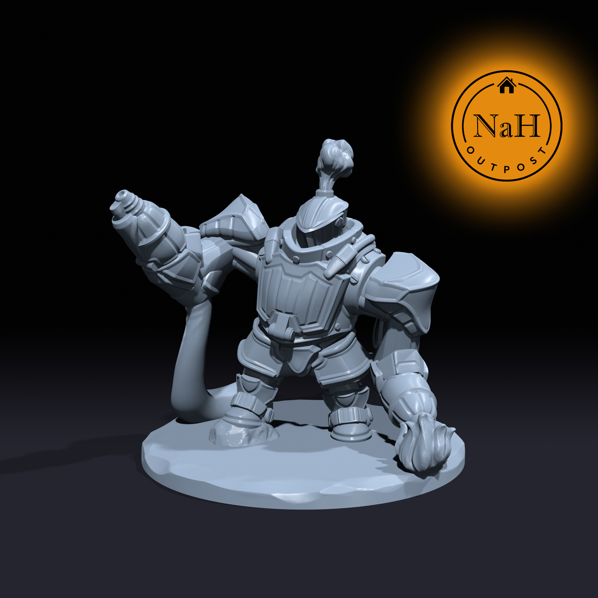 Igniheart, the Ironfire Sentinel | Adamantine Golem | Furnace Golem | Miniature for Tabletop games like D&D and War Gaming